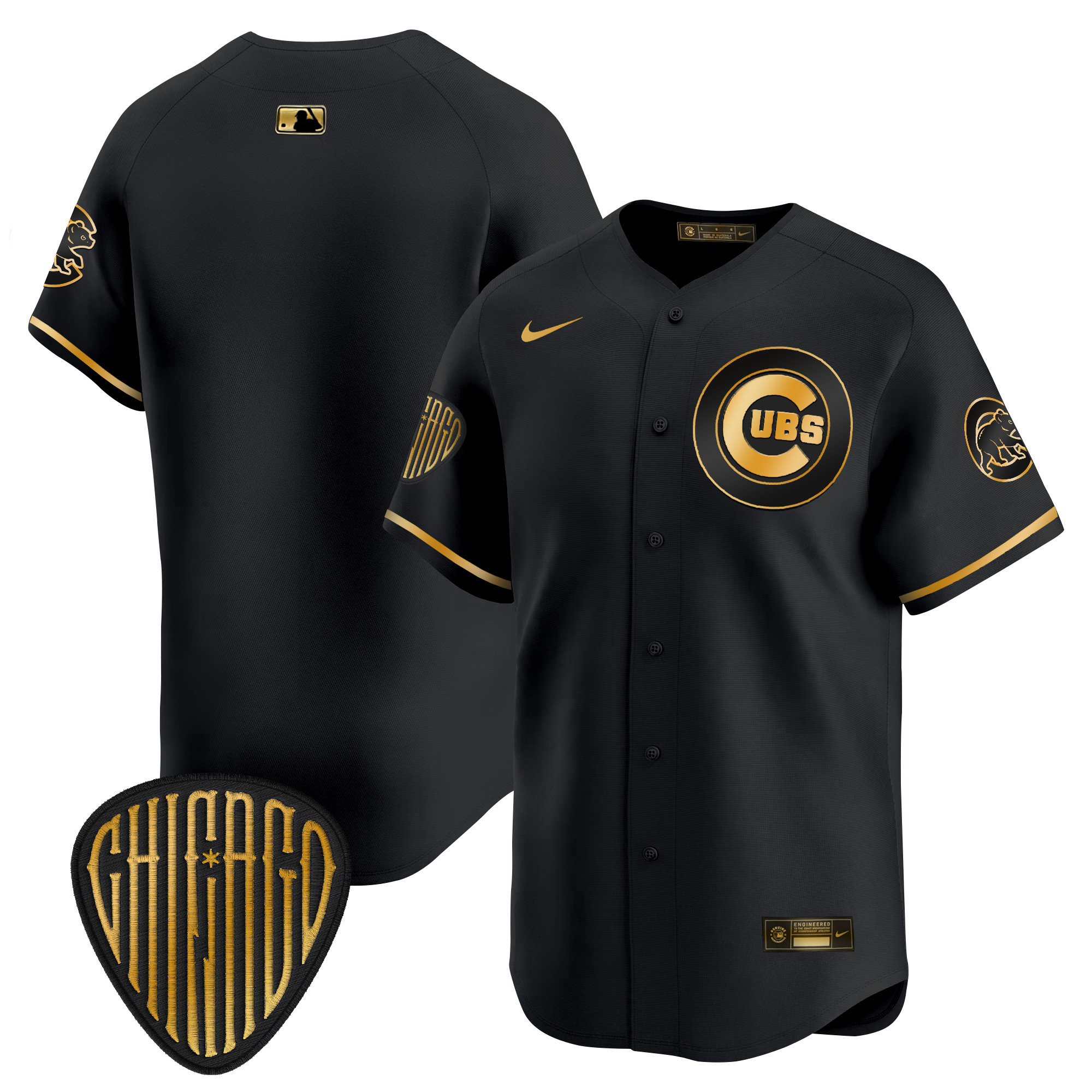 Men's Chicago Cubs 2025 Vapor Premier Limited Black Gold Jersey - All Stitched
