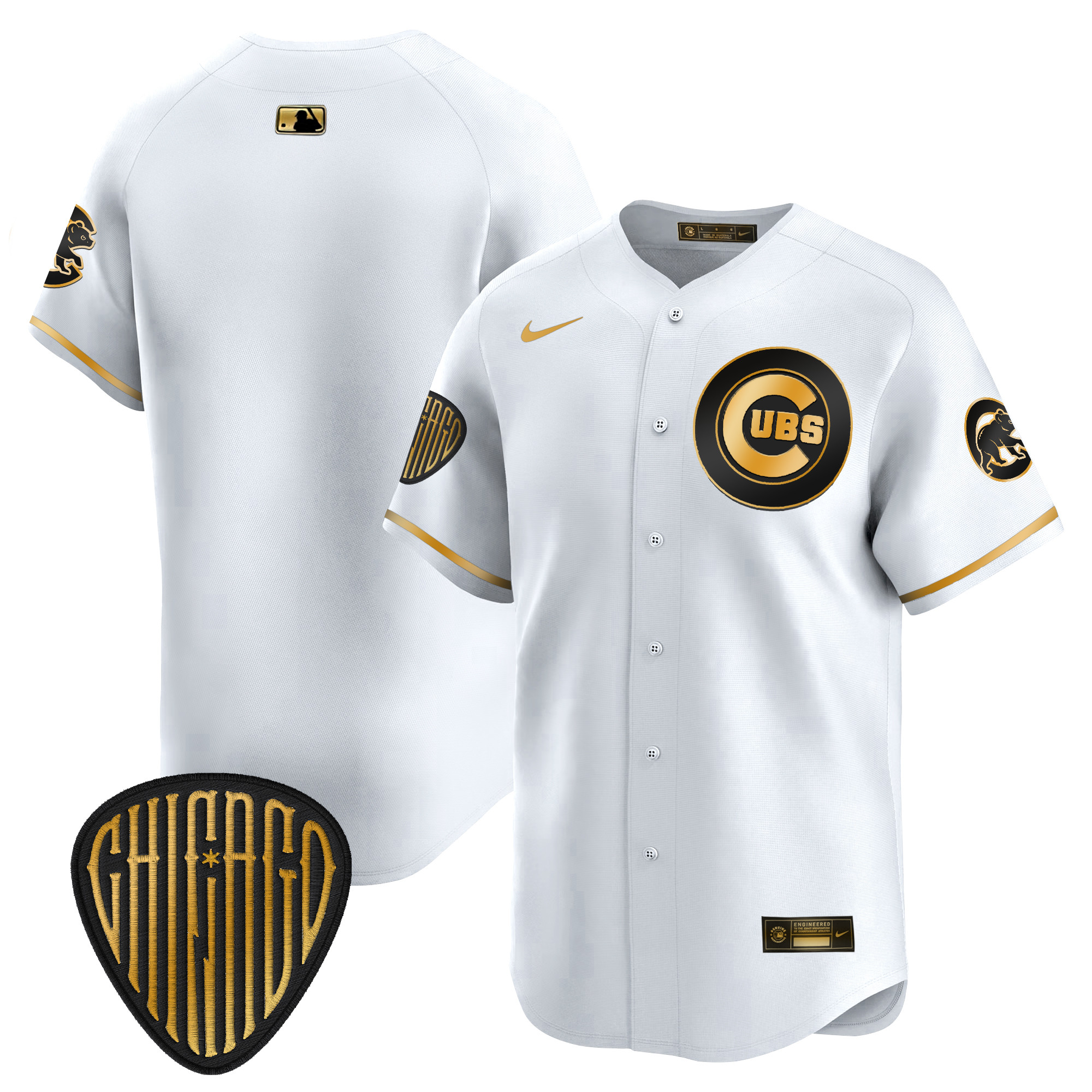Men's Chicago Cubs 2025 Vapor Premier Limited White Gold Jersey - All Stitched