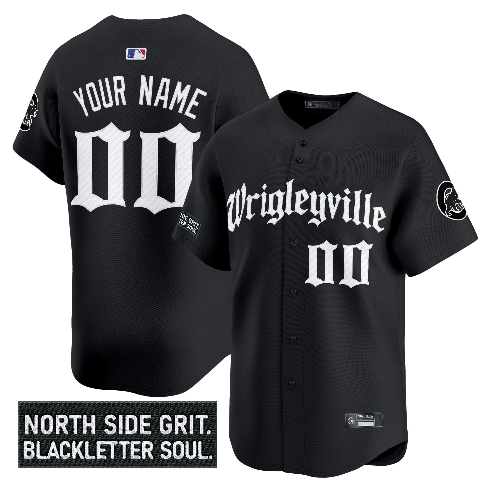 Men's Chicago Cubs 'Gothic North Side Edition' Vapor Premier Limited Custom Black Jersey V2 - All Stitched