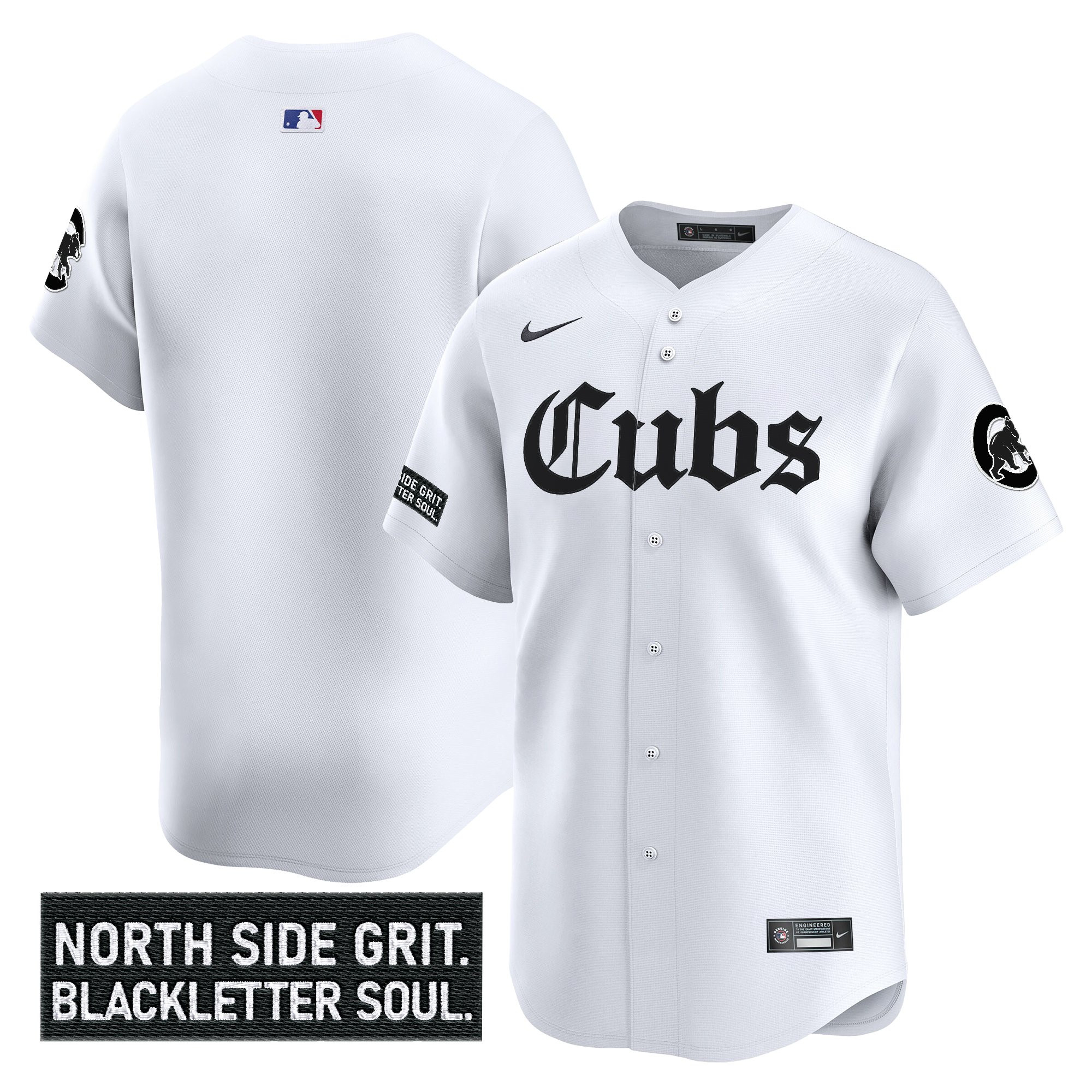 Men's Chicago Cubs 'Gothic North Side Edition' Vapor Premier Limited White Jersey - All Stitched