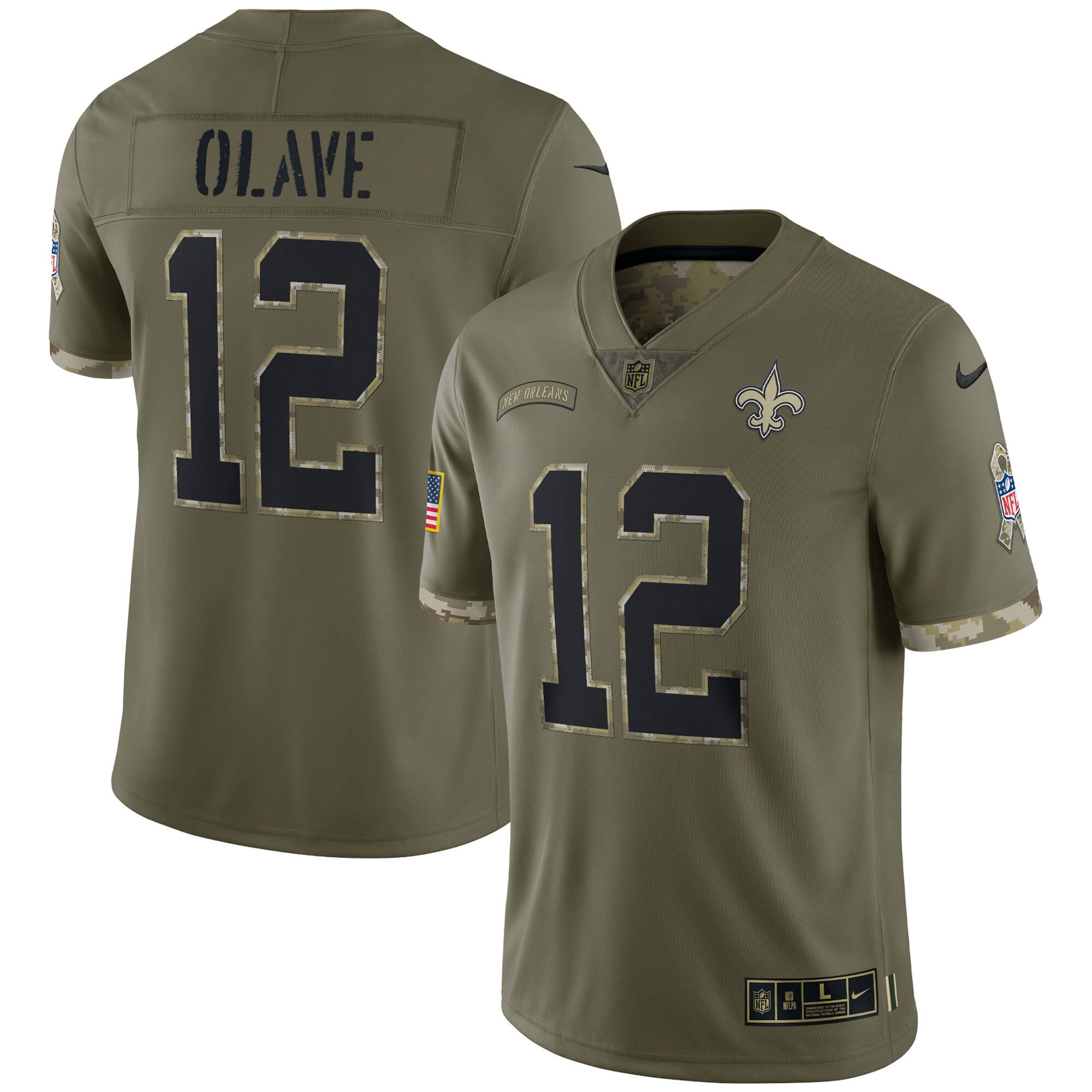 Men's Chris Olave New Orleans Saints Salute To Service Salute To Service Jersey - All Stitched