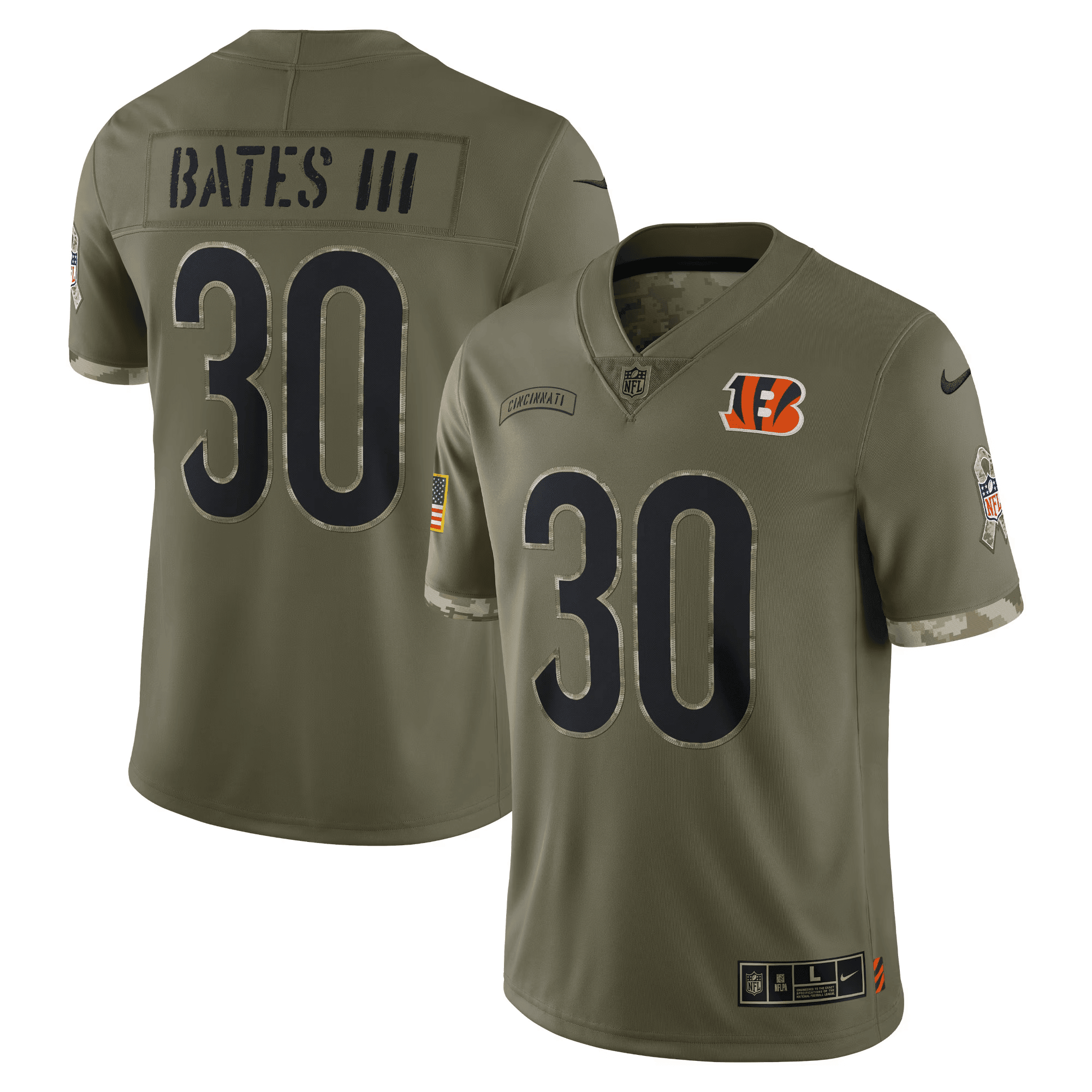 Men's Cincinnati Bengals 2022 Salute To Service Limited Jessie Bates III Jersey - All Stitched