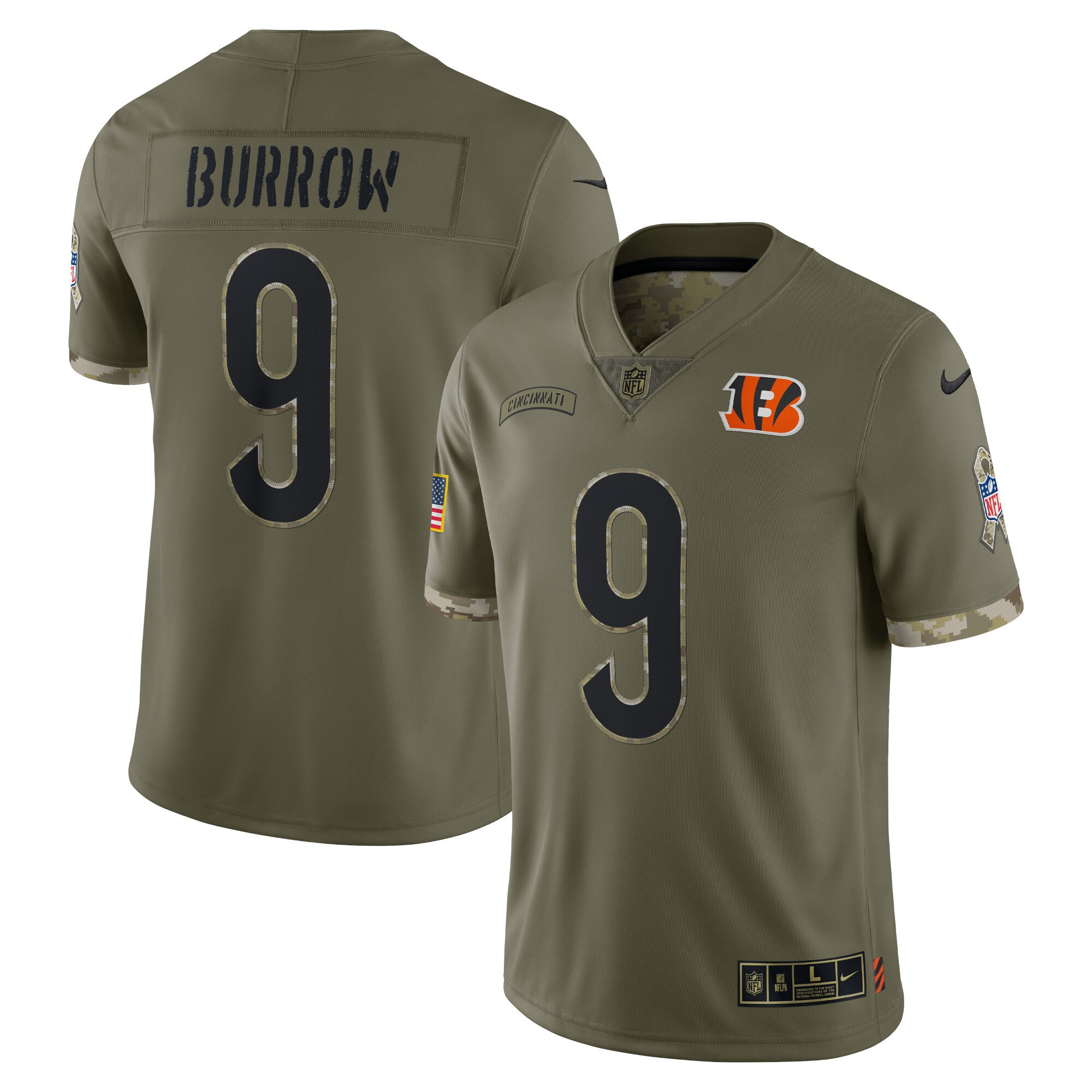Men's Cincinnati Bengals 2022 Salute To Service Limited Joe Burrow Jersey - All Stitched