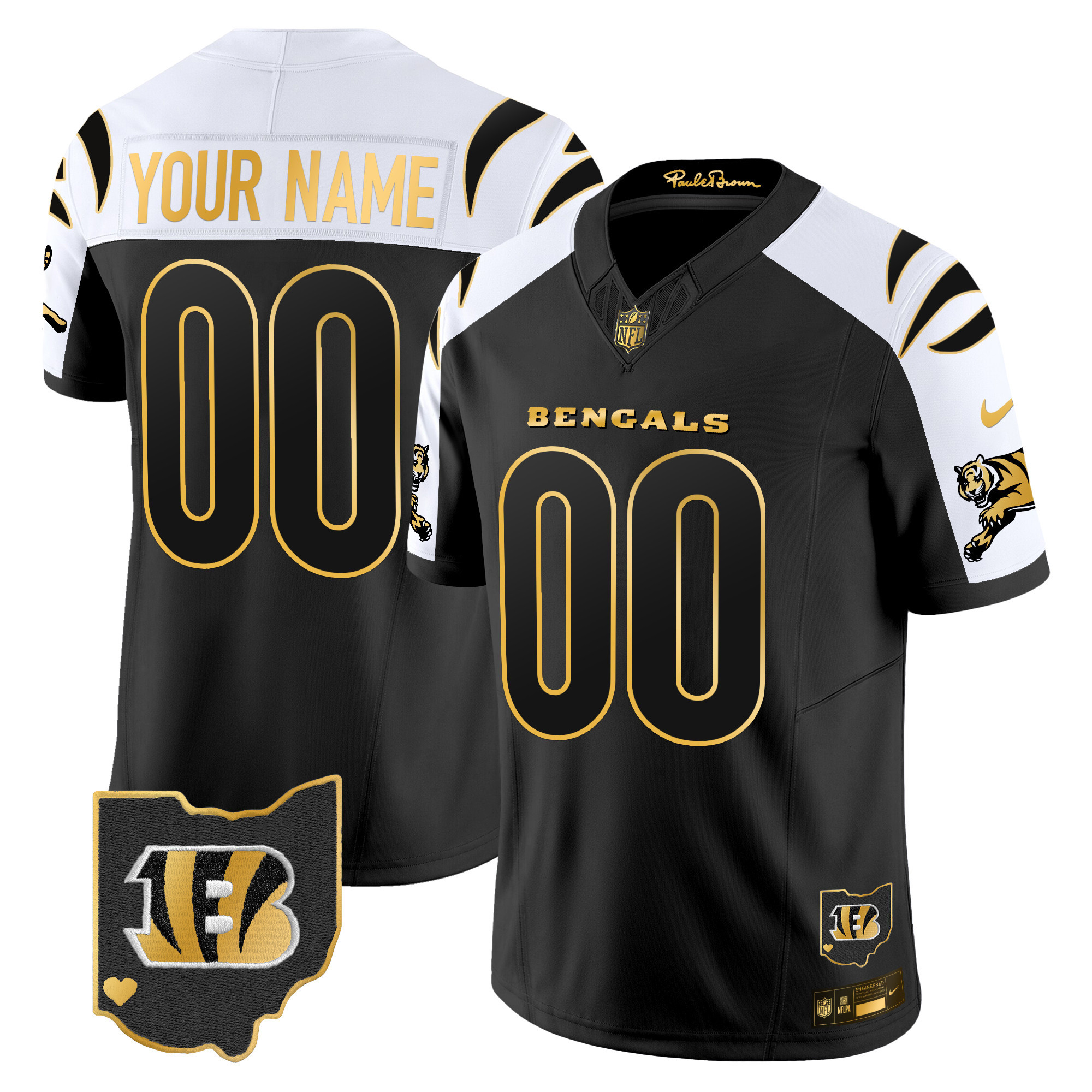 Men's Cincinnati Bengals 2024 Gold Vapor Limited Custom Alternate Jersey - All Stitched