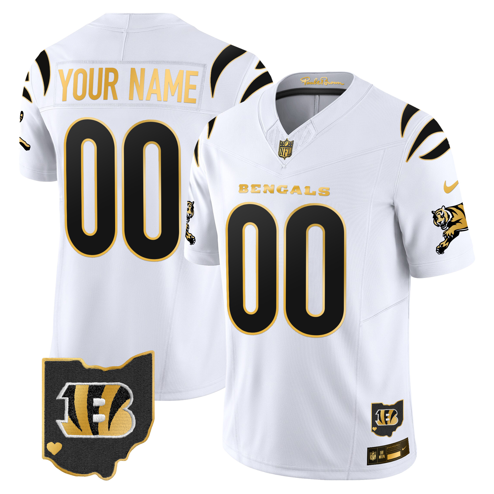 Men's Cincinnati Bengals 2024 Gold Vapor Limited Custom White Gold Jersey - All Stitched
