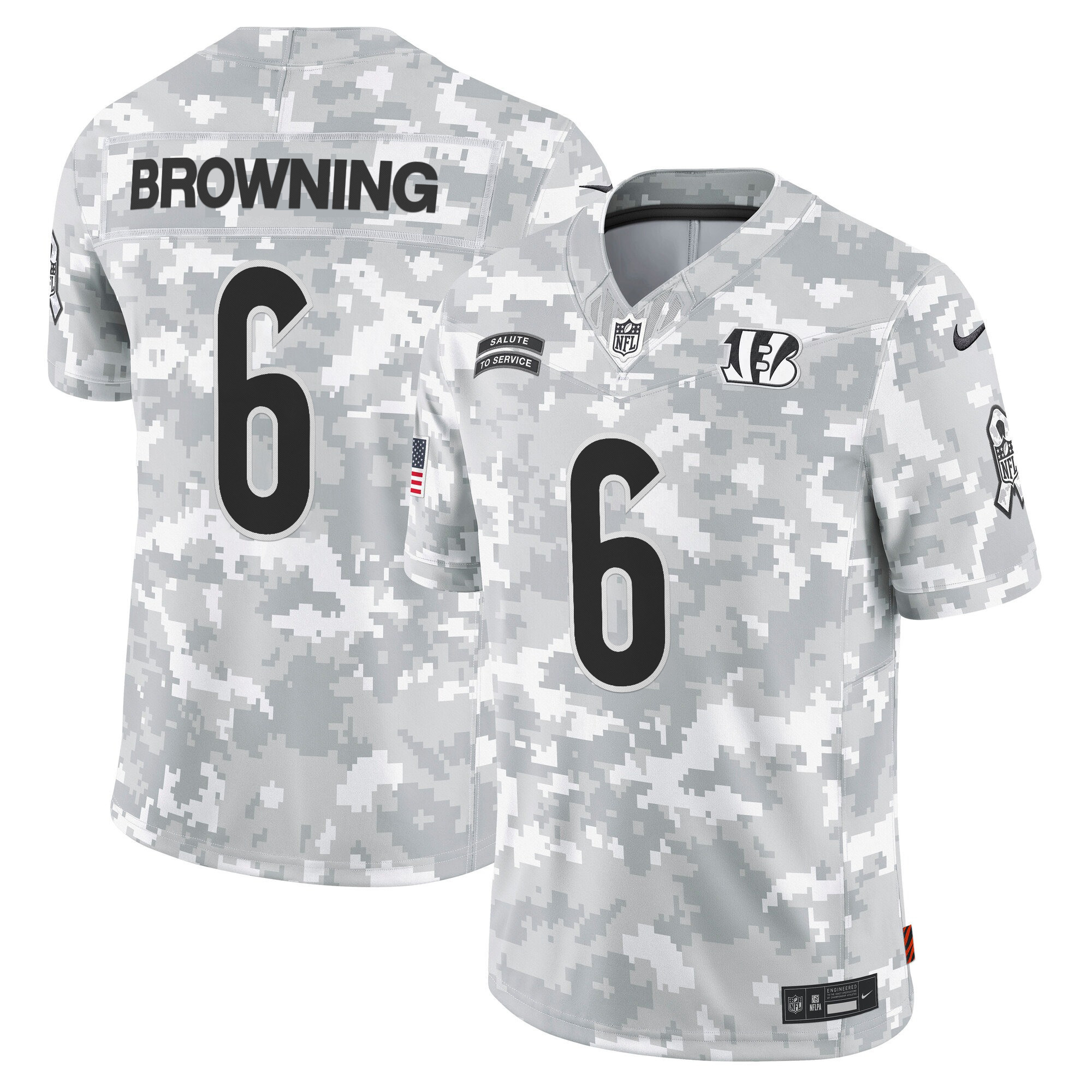Men's Cincinnati Bengals 2024 Salute to Service Vapor Limited Jake Browning Jersey - All Stitched