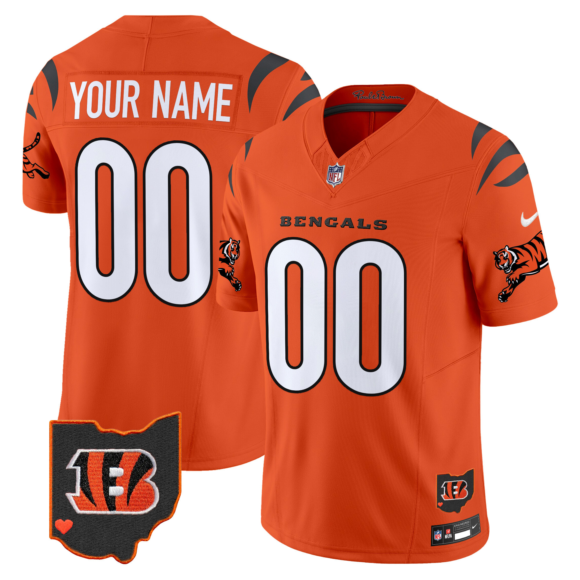 Men's Cincinnati Bengals 2024 Vapor Limited Custom Orange Jersey - All Stitched