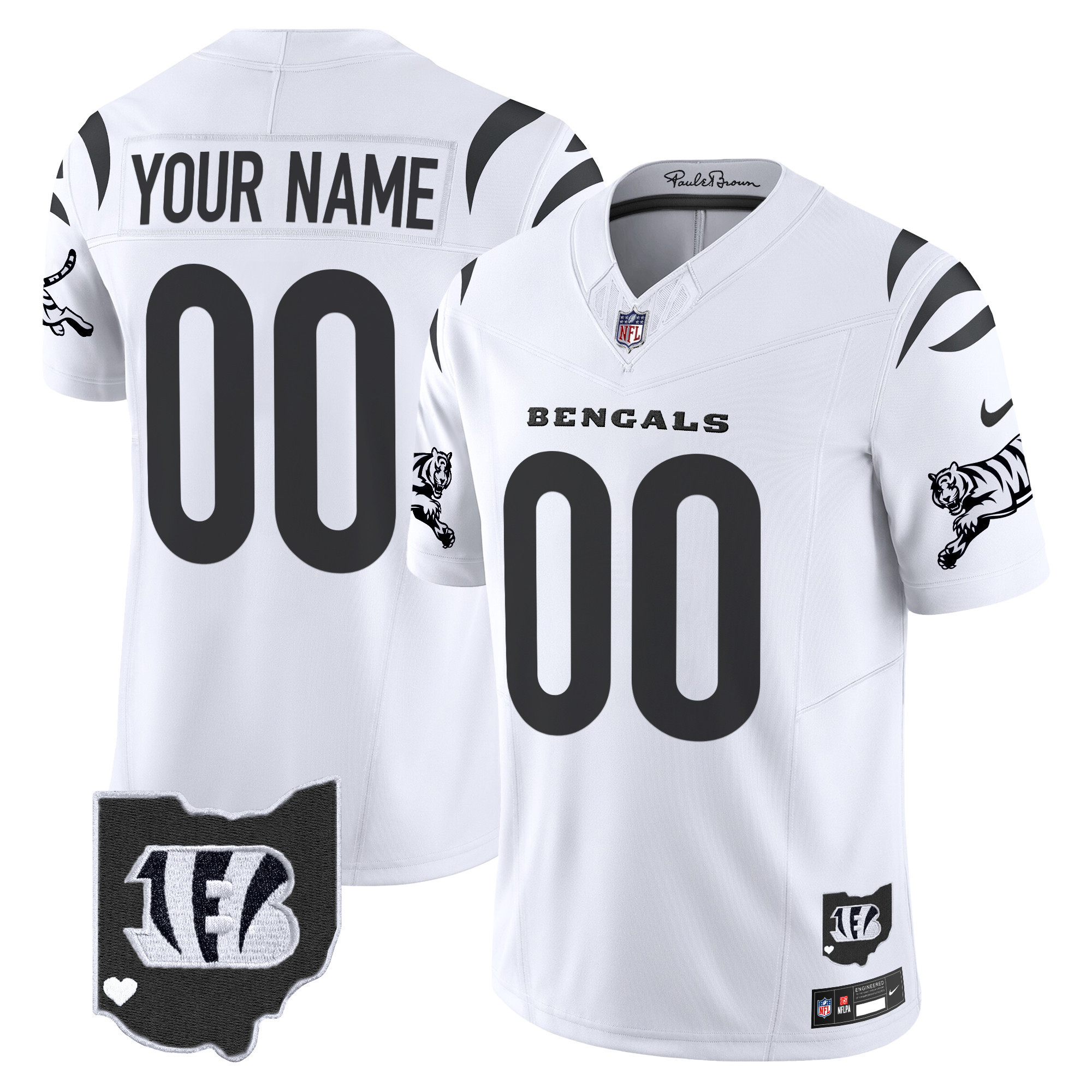 Men's Cincinnati Bengals 2024 Vapor Limited Custom White Limited Jersey - All Stitched