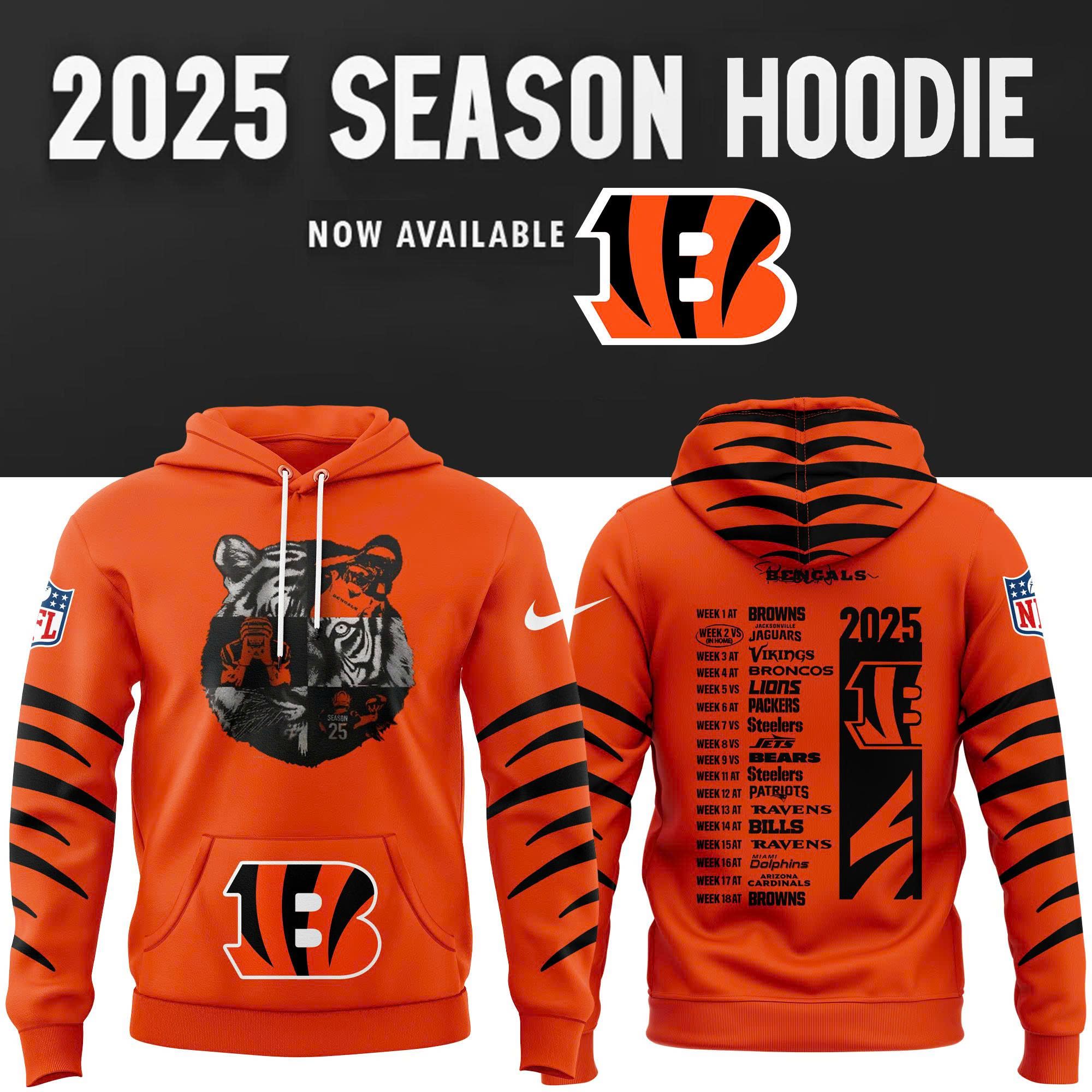 Men's Cincinnati Bengals 2025 New Season Hoodie