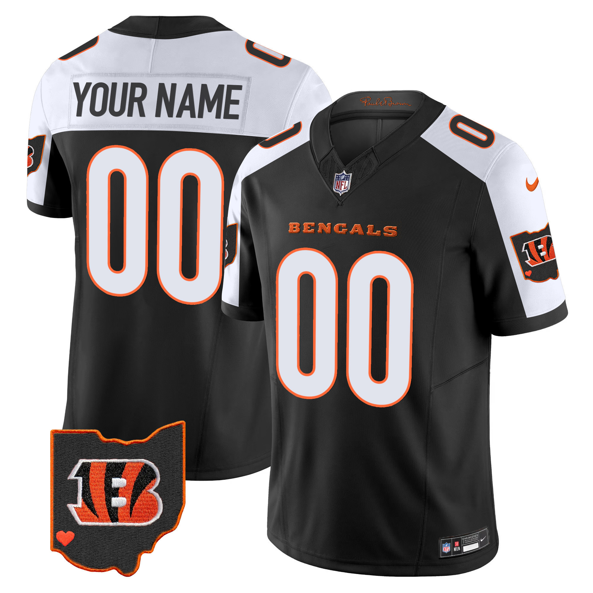 Men's Cincinnati Bengals Ohio Patch Vapor Limited Custom Alternate Jersey - All Stitched