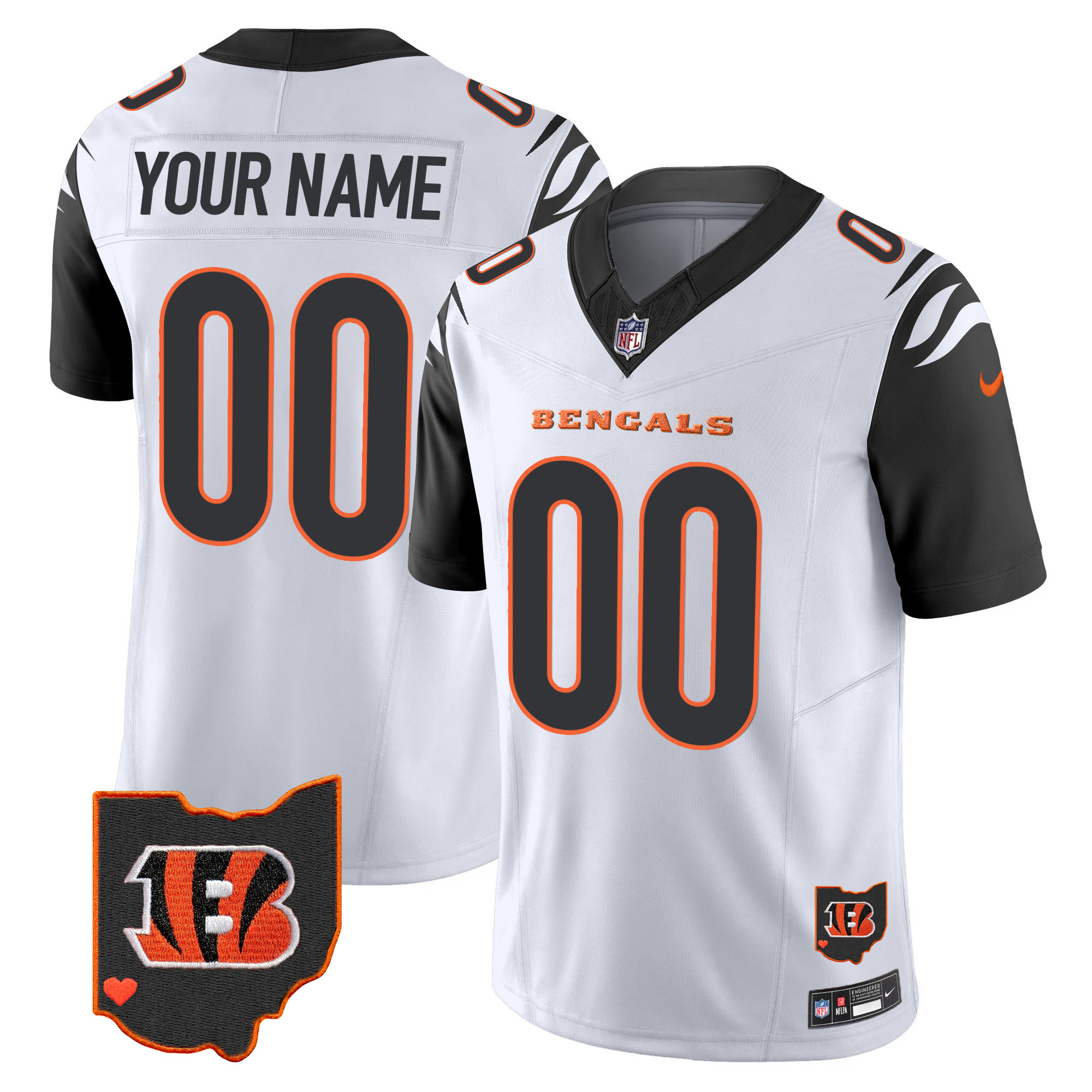 Men's Cincinnati Bengals Ohio Patch Vapor Limited Custom Color Rush Jersey - All Stitched