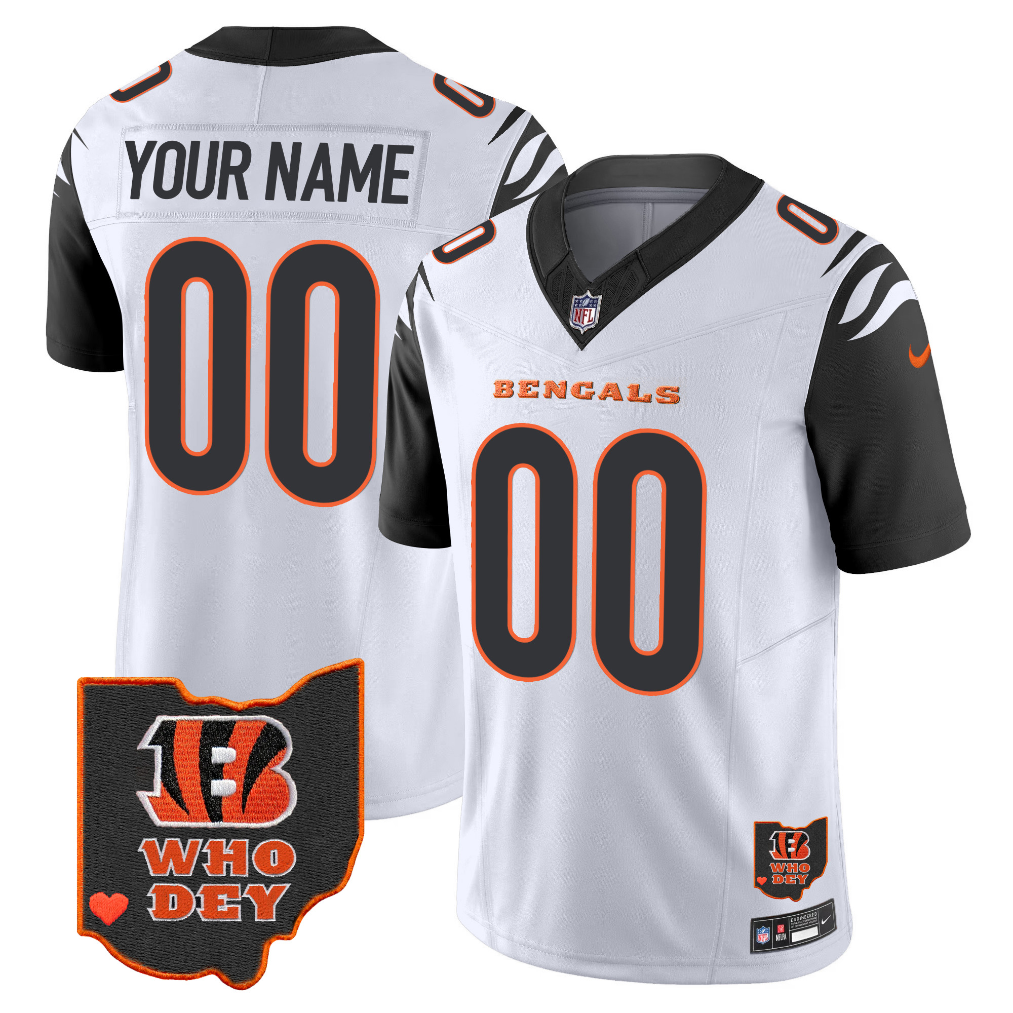 Men's Cincinnati Bengals Ohio Patch Vapor Limited Custom Color Rush Jersey - All Stitched