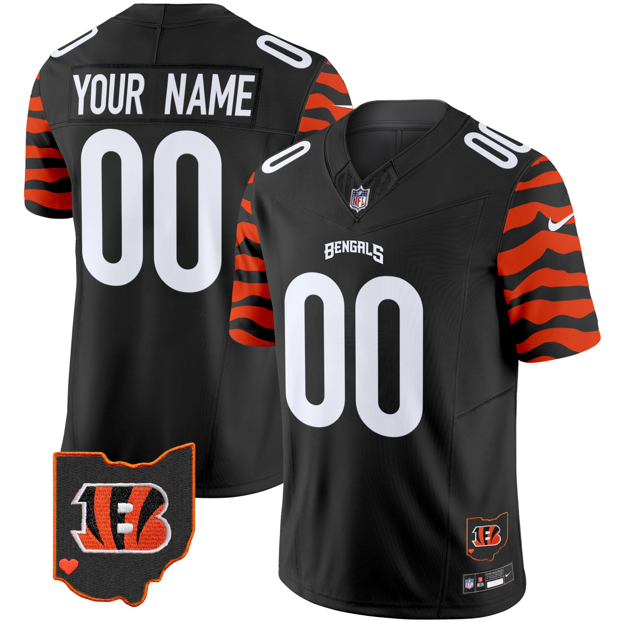 Men's Cincinnati Bengals Stripes Vapor Limited Custom Black Jersey - All Stitched