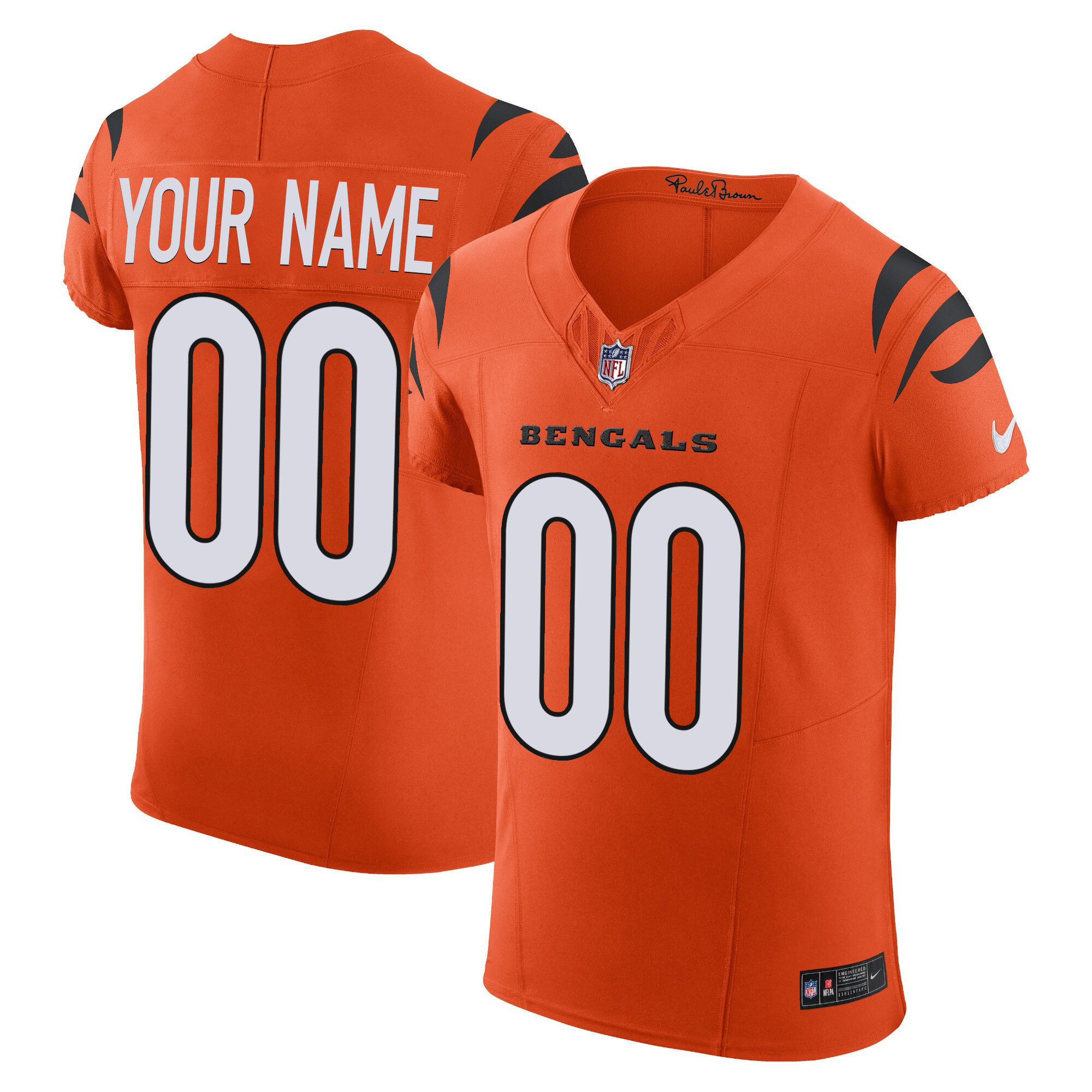 Men's Cincinnati Bengals Vapor Elite Custom Orange Jersey - All Stitched