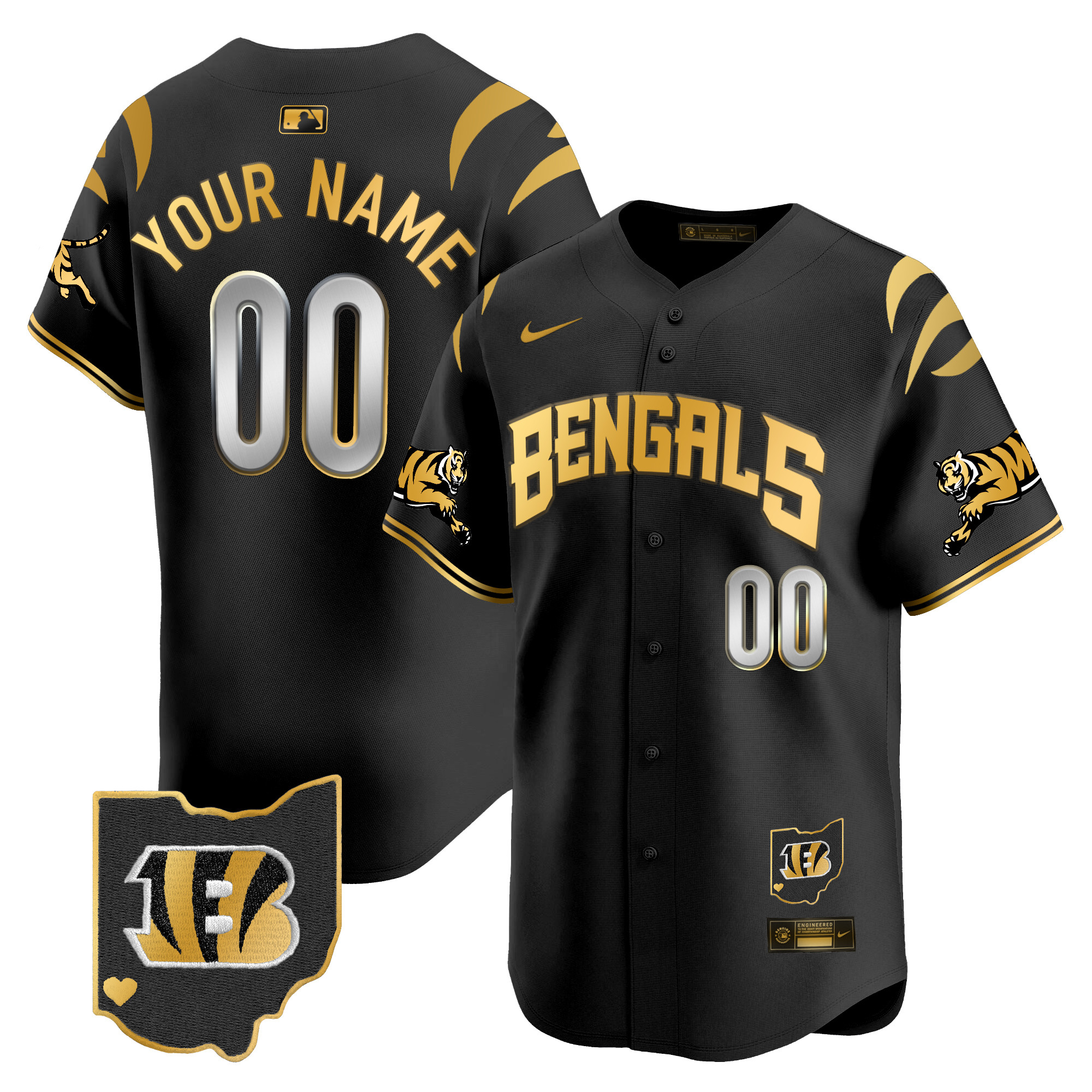 Men's Cincinnati Bengals Vapor Premier Limited Custom Black Gold Jersey - All Stitched