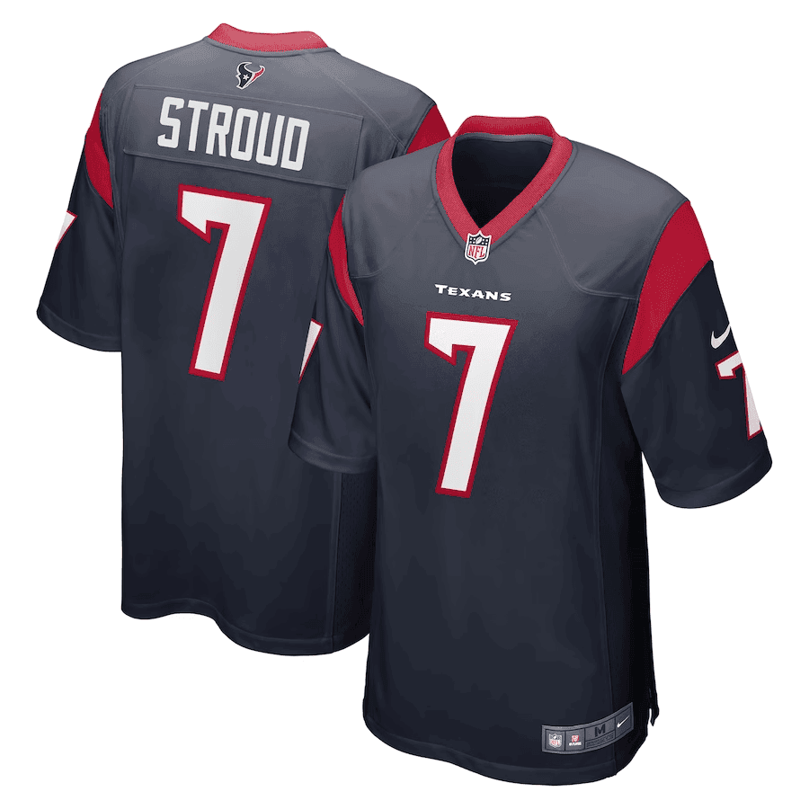 Men's CJ Stroud Houston Texans Draft First Round Pick Game Navy Jersey - All Stitched