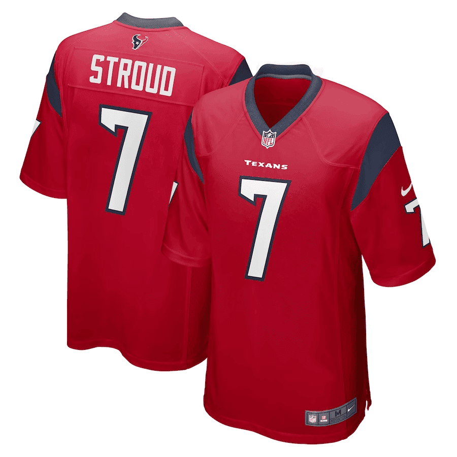 Men's CJ Stroud Houston Texans Draft First Round Pick Game Red Jersey - All Stitched