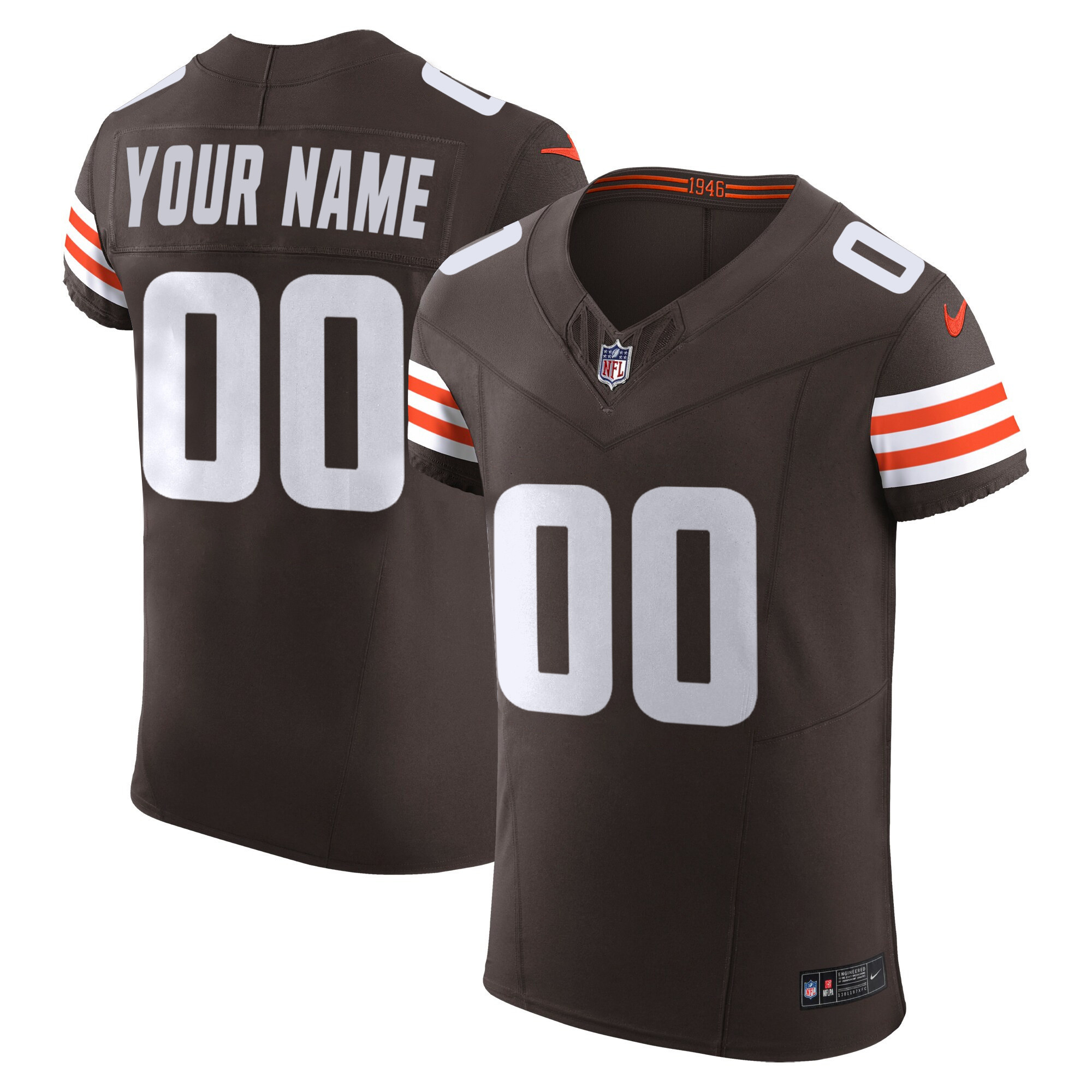 Men's Cleveland Browns Vapor Elite Custom Brown Jersey - All Stitched