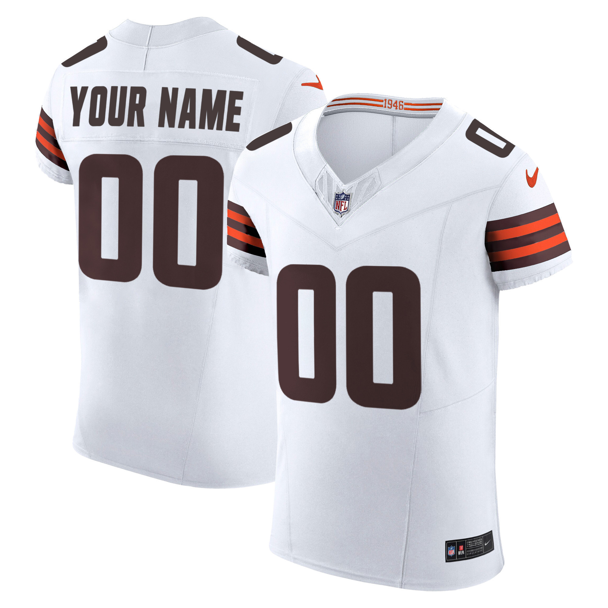 Men's Cleveland Browns Vapor Elite Custom White Jersey - All Stitched