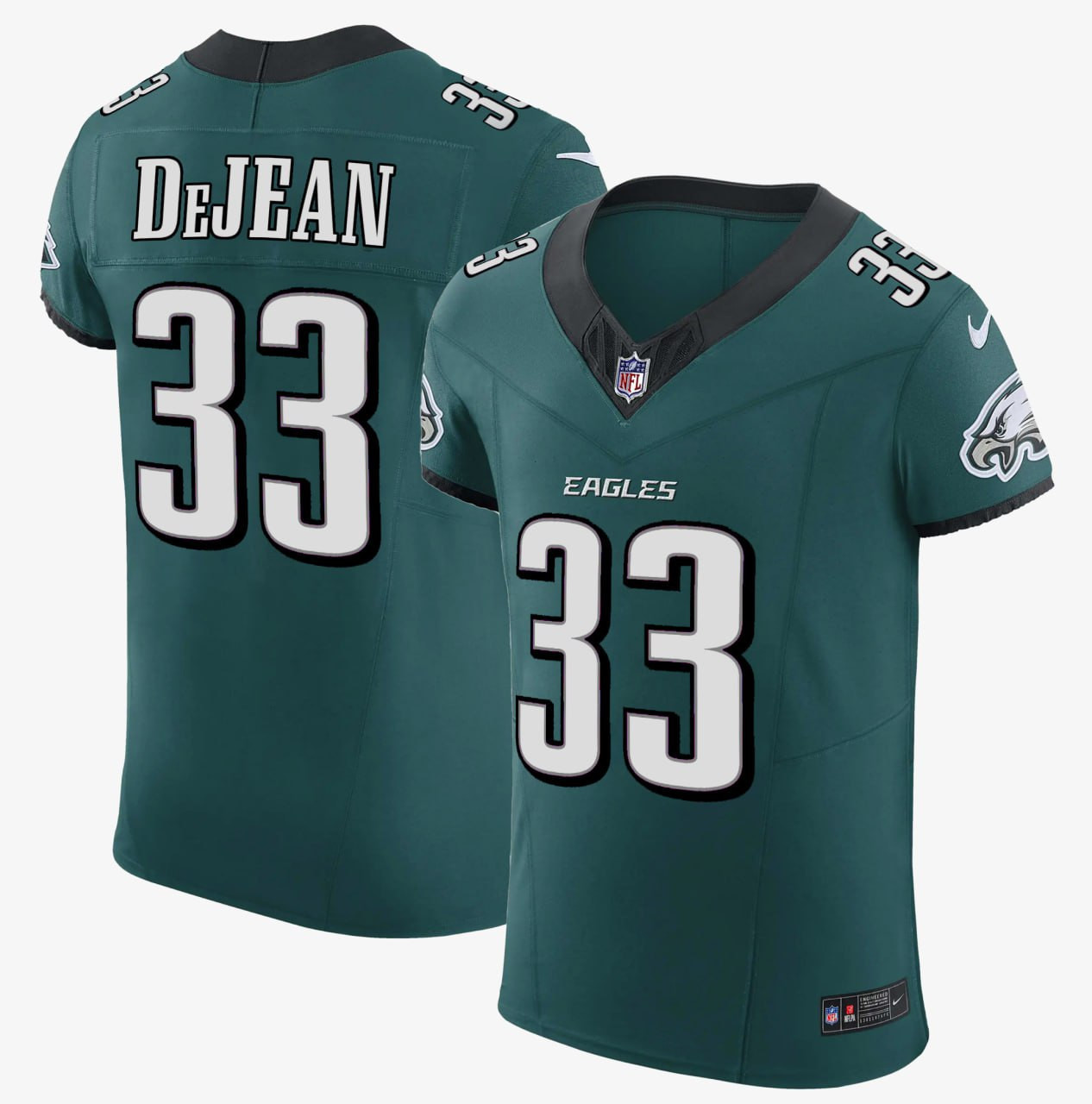 Men's Cooper DeJean #33 Philadelphia Eagles Midnight Green Elite DeJean Jersey - All Stitched