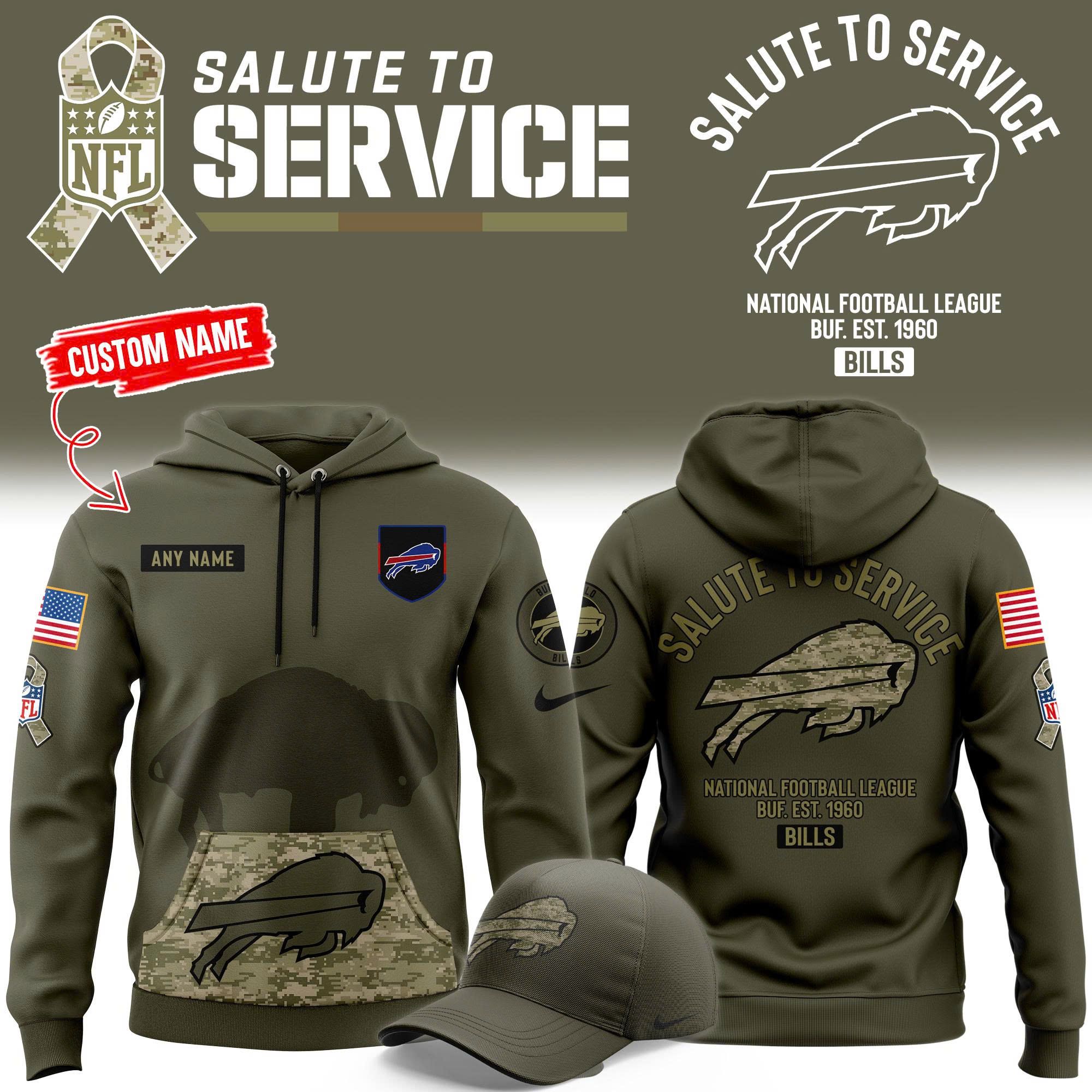 Men's Custom Bills 2025-26 Salute Service Veteran Hoodie