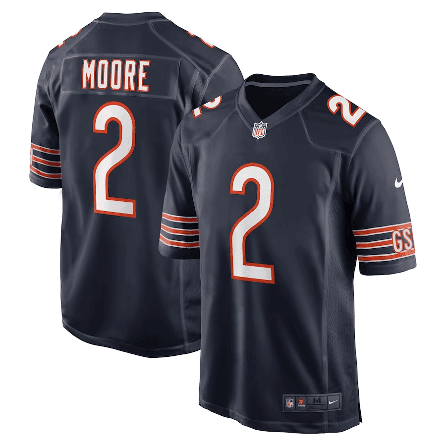 Men's D.J. Moore Chicago Bears GSH Navy Game Navy Jersey - All Stitched