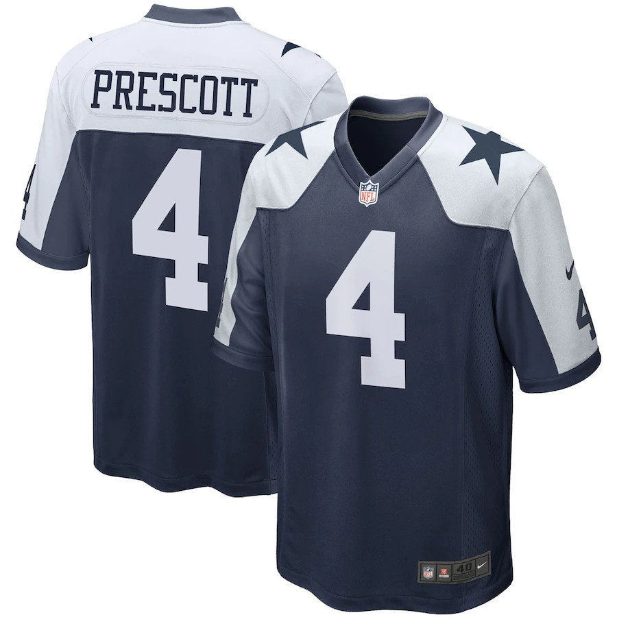 Men's Dak Prescott Dallas Cowboys Game - All Stitched Alternate Navy Jersey - All Stitched