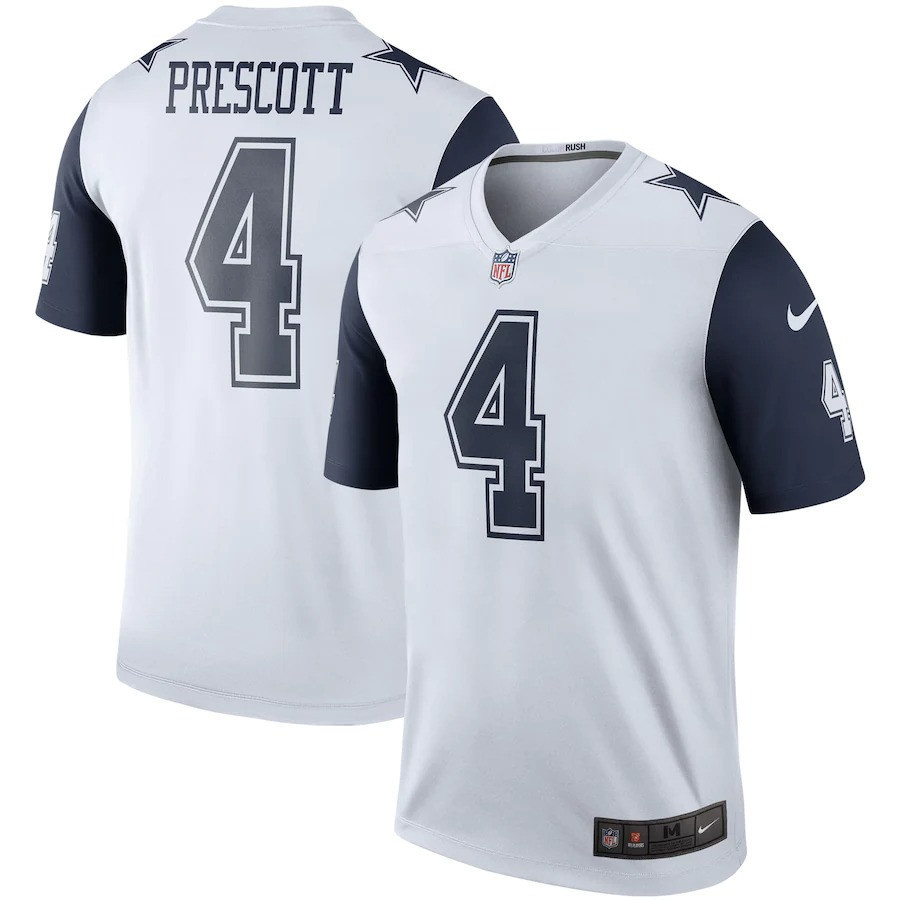 Men's Dak Prescott Dallas Cowboys Game - All Stitched Color Rush White Jersey - All Stitched