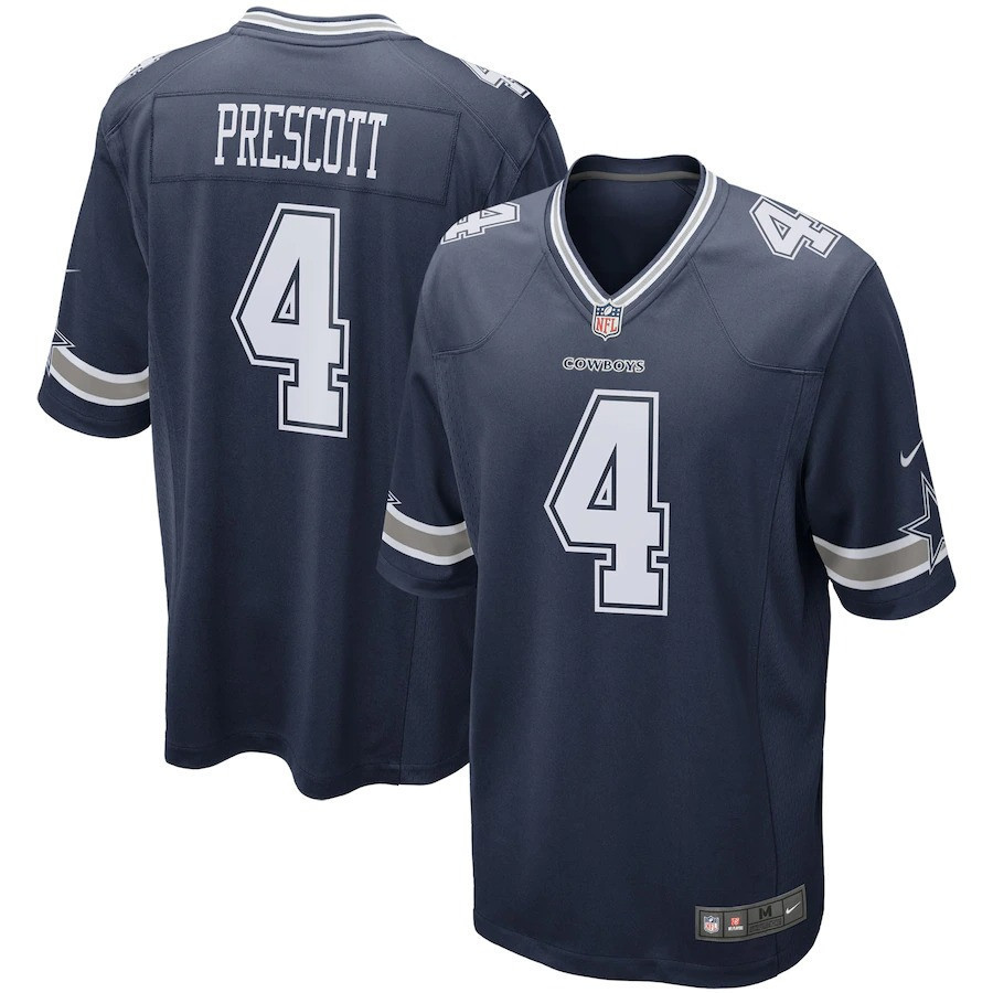 Men's Dak Prescott Dallas Cowboys Game - All Stitched Game Navy Jersey - All Stitched