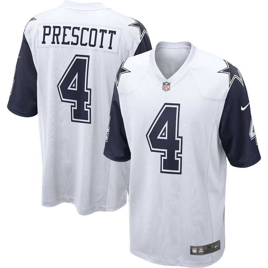 Men's Dak Prescott Dallas Cowboys Game Alternate White Jersey - All Stitched