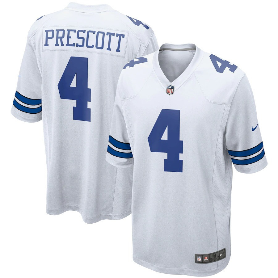 Men's Dak Prescott Dallas Cowboys Game Game White Jersey - All Stitched