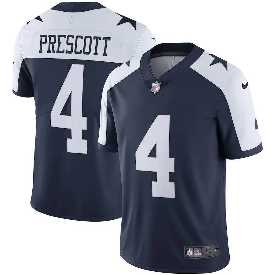 Men's Dak Prescott Dallas Cowboys Vapor - All Stitched Alternate Navy Jersey - All Stitched