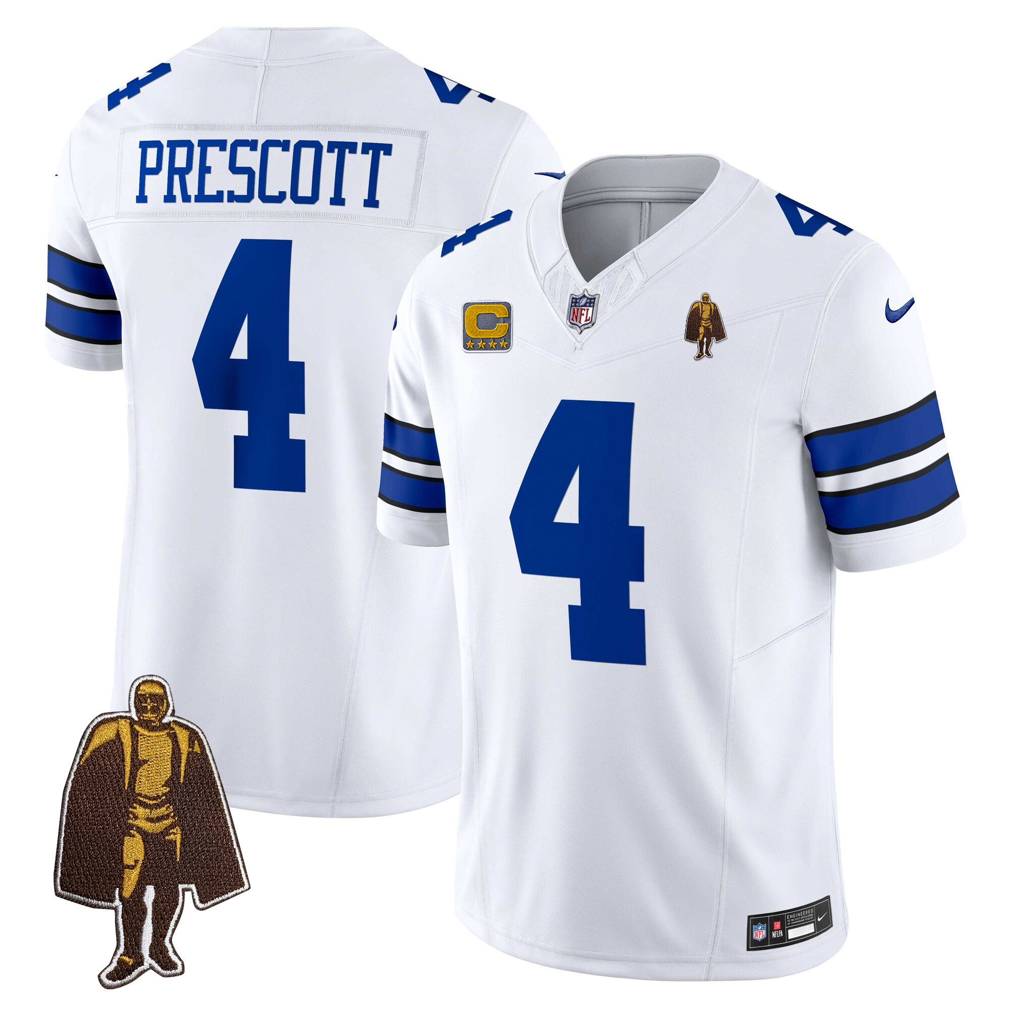 Men's Dak Prescott Dallas Cowboys Walter Payton Patch White Jersey - All Stitched