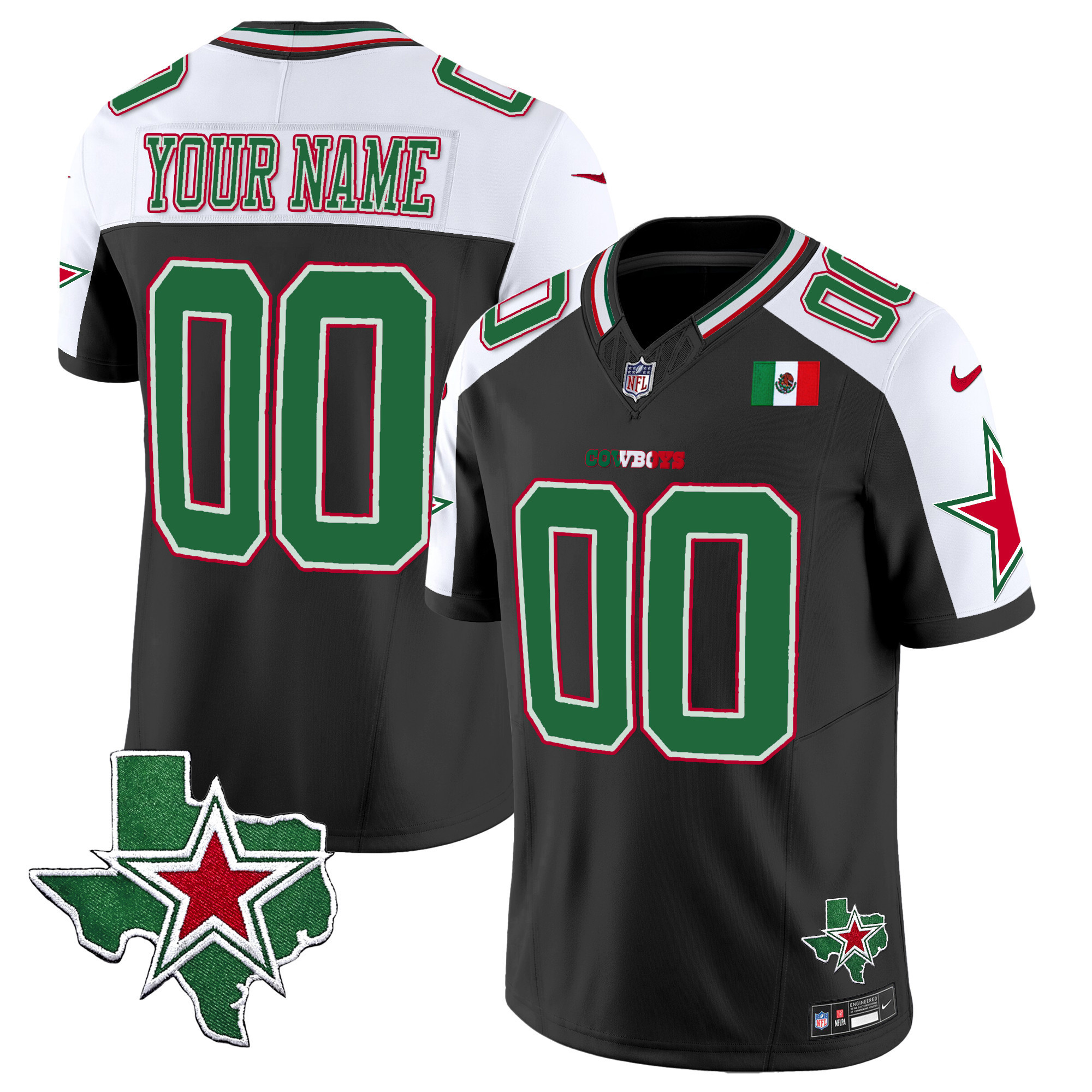 Men's Dallas Cowboys 2024 Mexico Vapor Premier Limited Custom Alternate Jersey - All Stitched