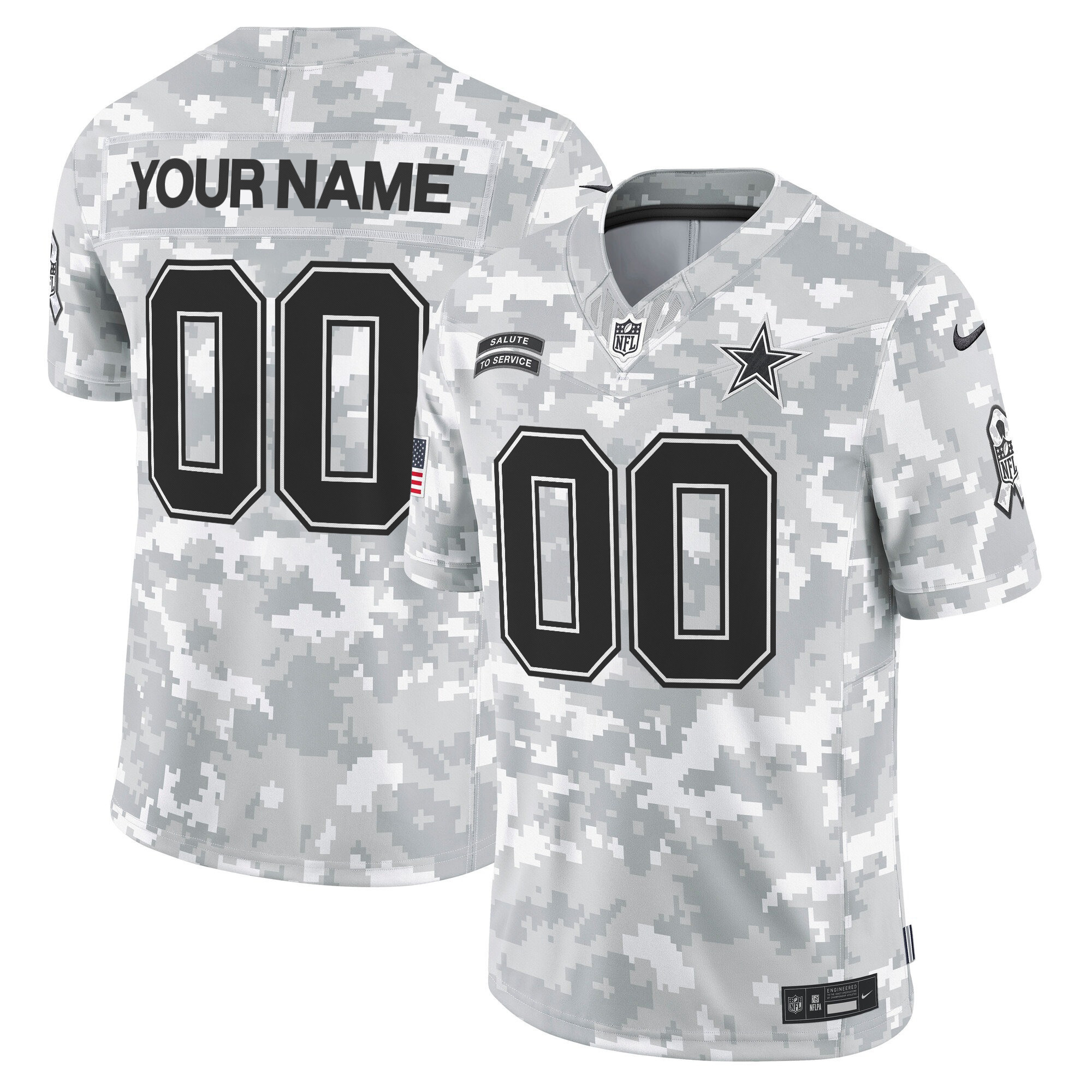 Men's Dallas Cowboys 2024 Salute to Service Vapor Limited Custom Arctic Camo Jersey - All Stitched