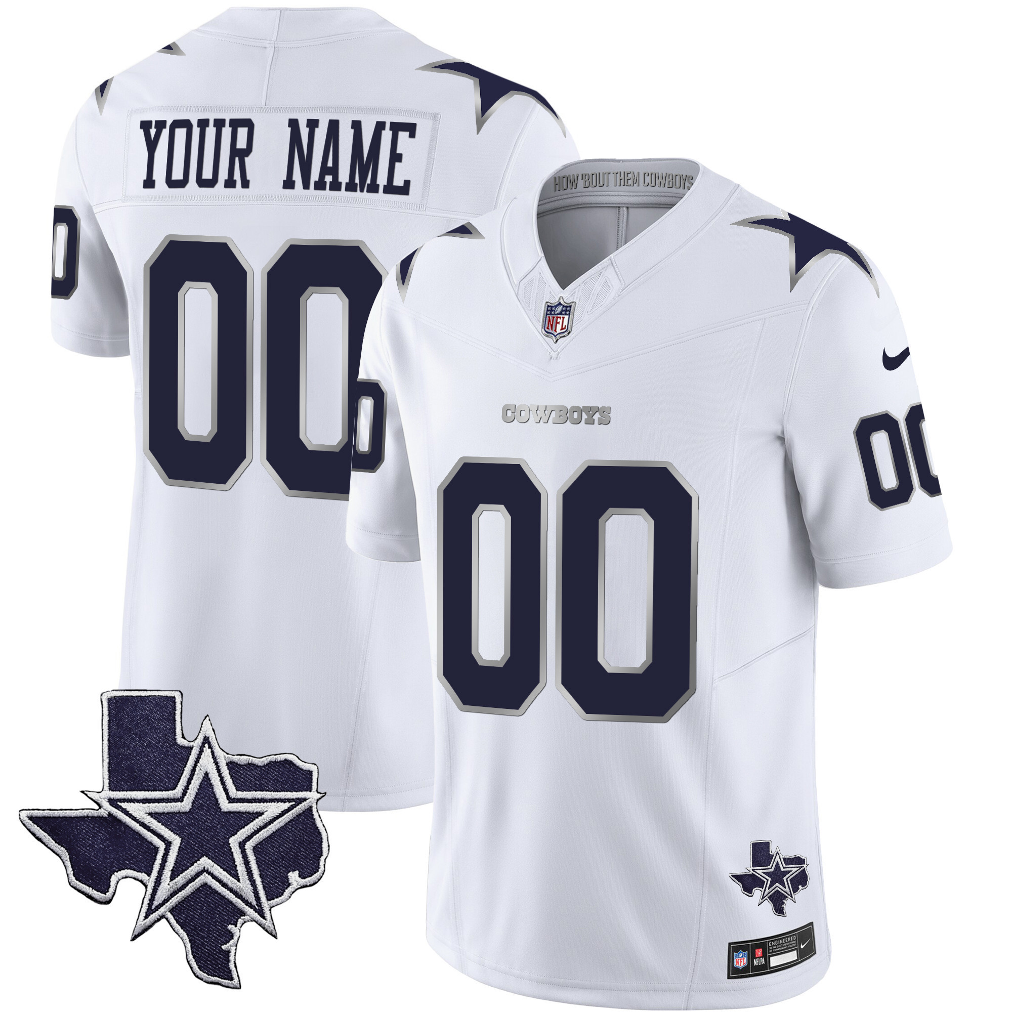 Men's Dallas Cowboys 2024 Winter Warrior Vapor Limited Custom White Jersey - All Stitched