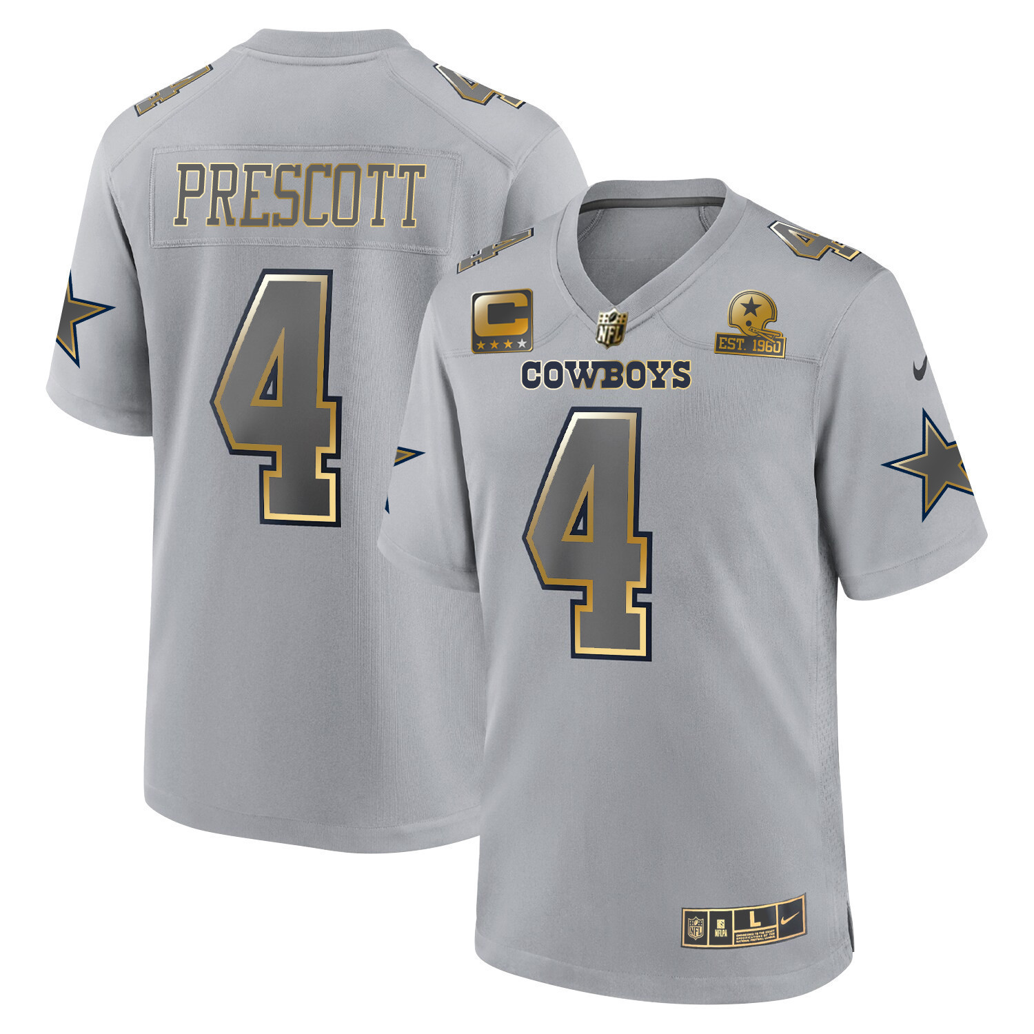 Men's Dallas Cowboys Atmosphere Fashion Gold Game - All Stitched Dak Prescott Jersey - All Stitched