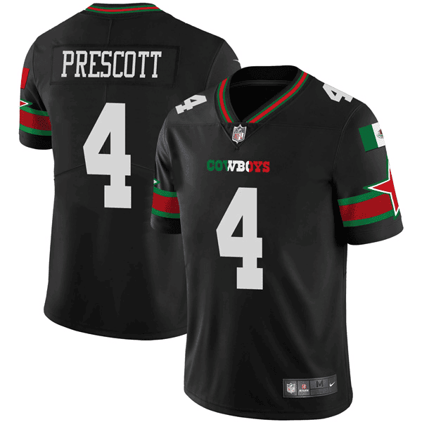 Men's Dallas Cowboys Black Mexican Vapor Limited - All Stitched Dak Prescott Jersey - All Stitched