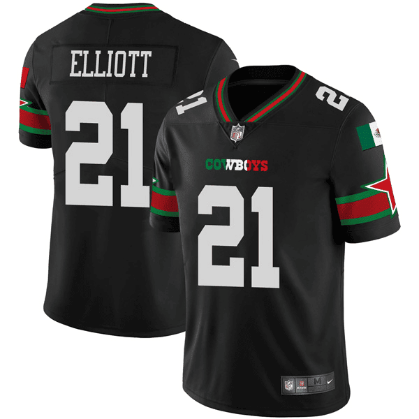 Men's Dallas Cowboys Black Mexican Vapor Limited - All Stitched Ezekiel Elliott Jersey - All Stitched