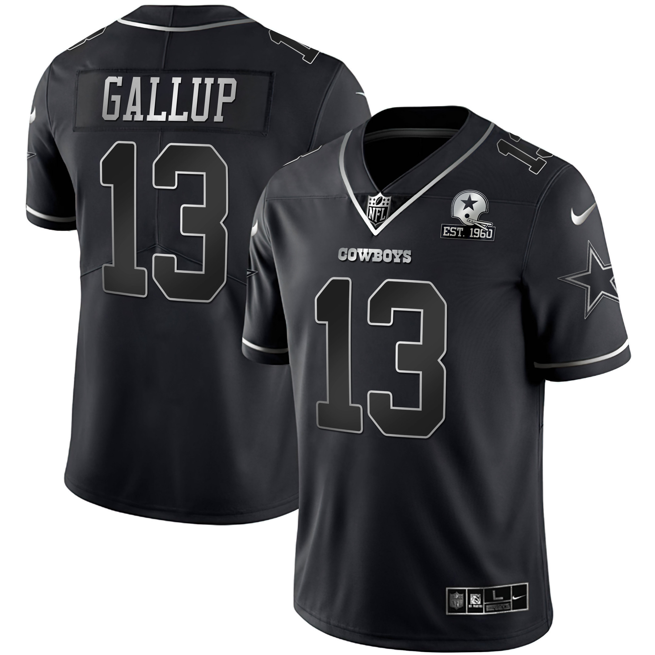 Men's Dallas Cowboys Black Silver Vapor Limited Est 1960 Patch - All Stitched Michael Gallup Jersey - All Stitched