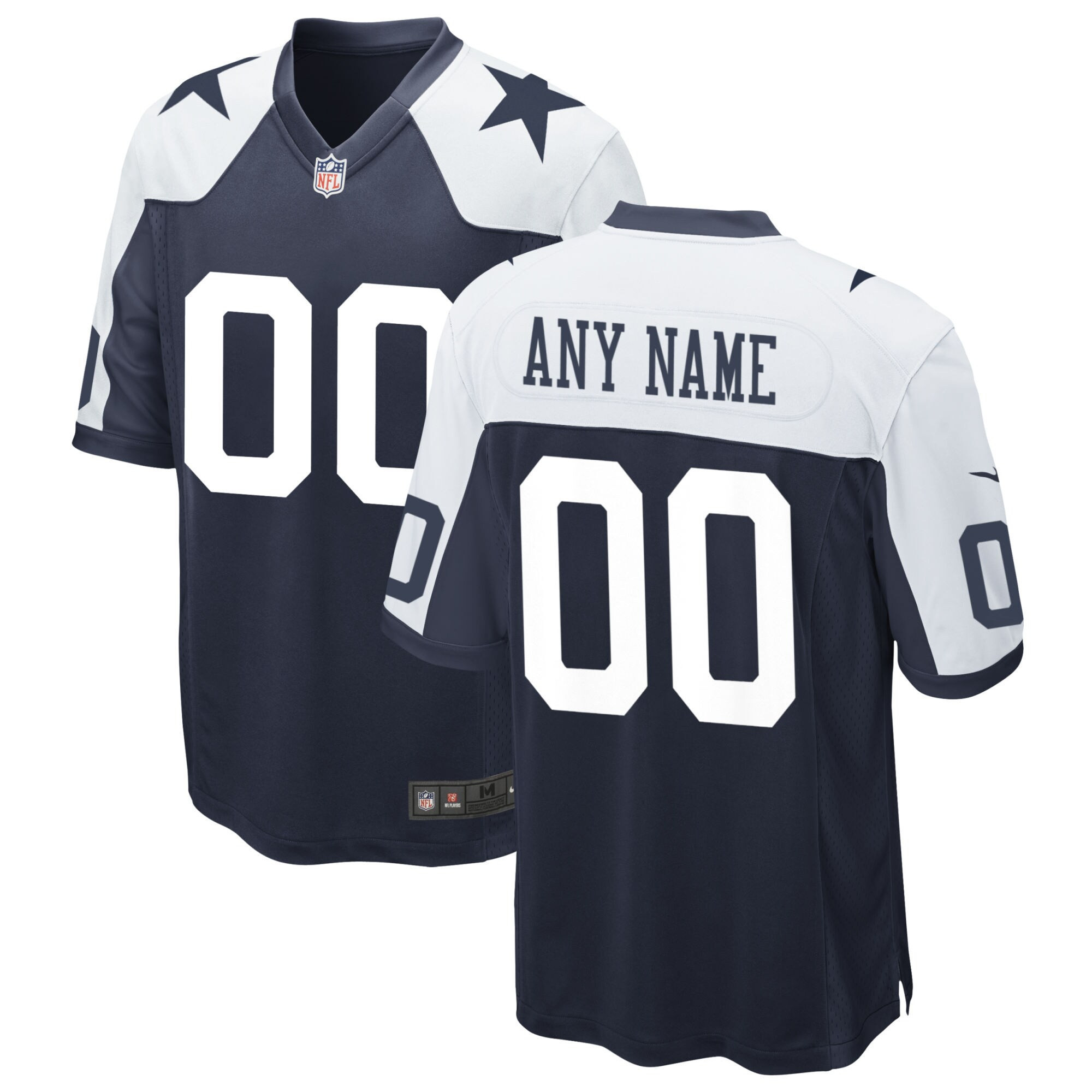 Men's Dallas Cowboys Custom Name and Number Game - Stitched Alternate Navy Jersey - All Stitched