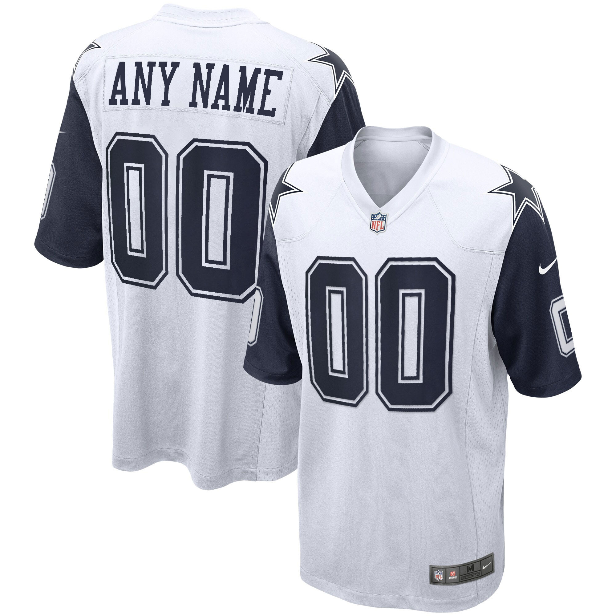Men's Dallas Cowboys Custom Name and Number Game - Stitched Color Rush White Jersey - All Stitched