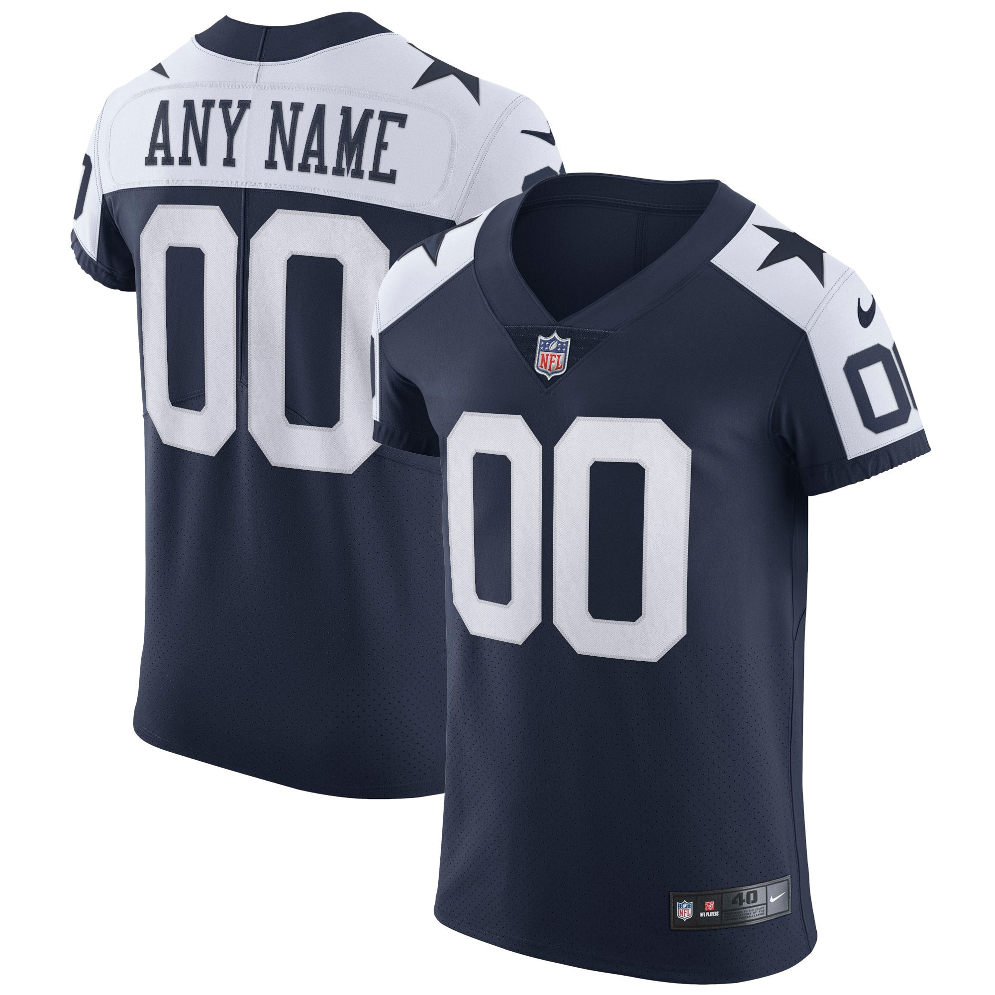 Men's Dallas Cowboys Custom Navy/White Jersey - All Stitched
