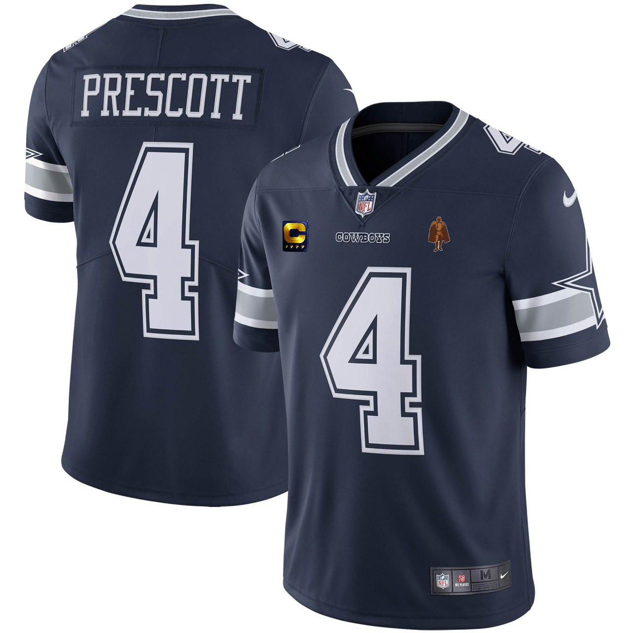 Men's Dallas Cowboys Dak Prescott Walter Payton Patch Navy Jersey - All Stitched