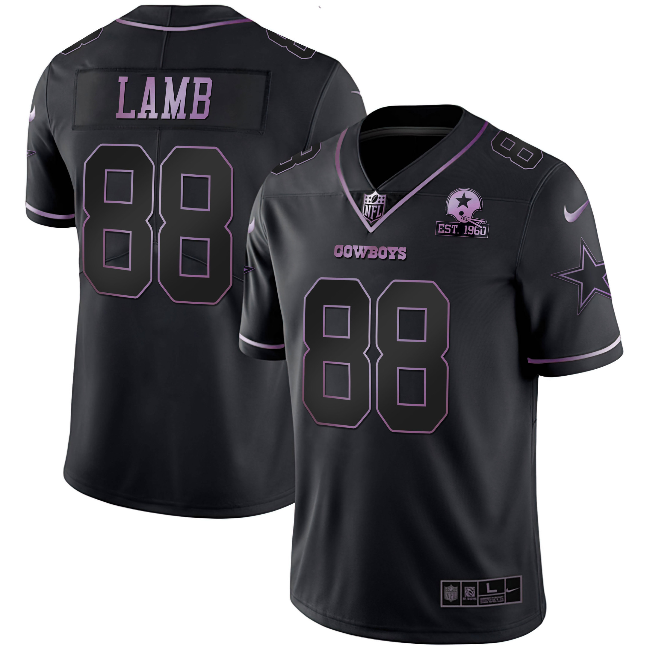 Men's Dallas Cowboys Deep Purple Vapor Limited Est 1960 Patch - All Stitched CeeDee Lamb Jersey - All Stitched