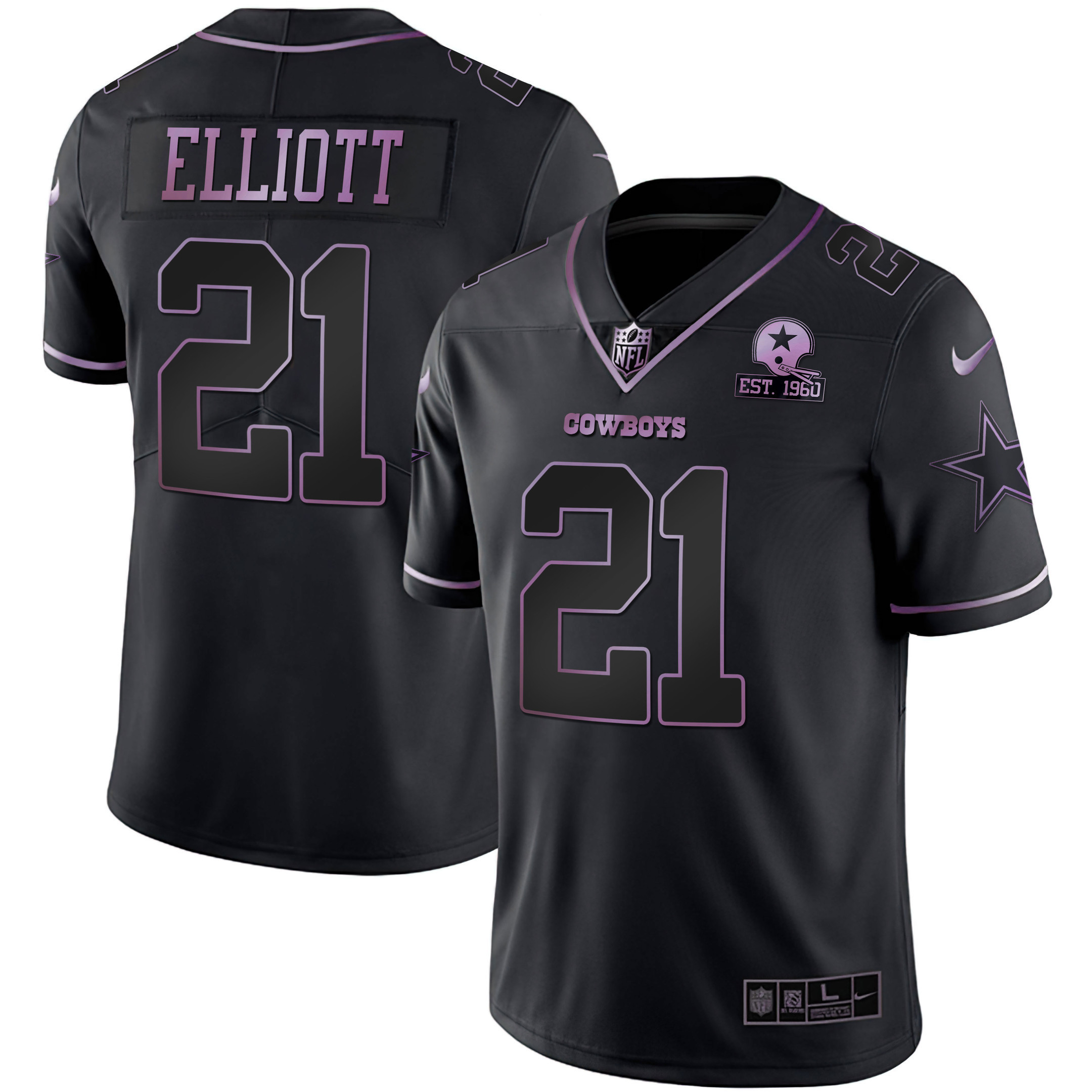 Men's Dallas Cowboys Deep Purple Vapor Limited Est 1960 Patch - All Stitched Ezekiel Elliott Jersey - All Stitched