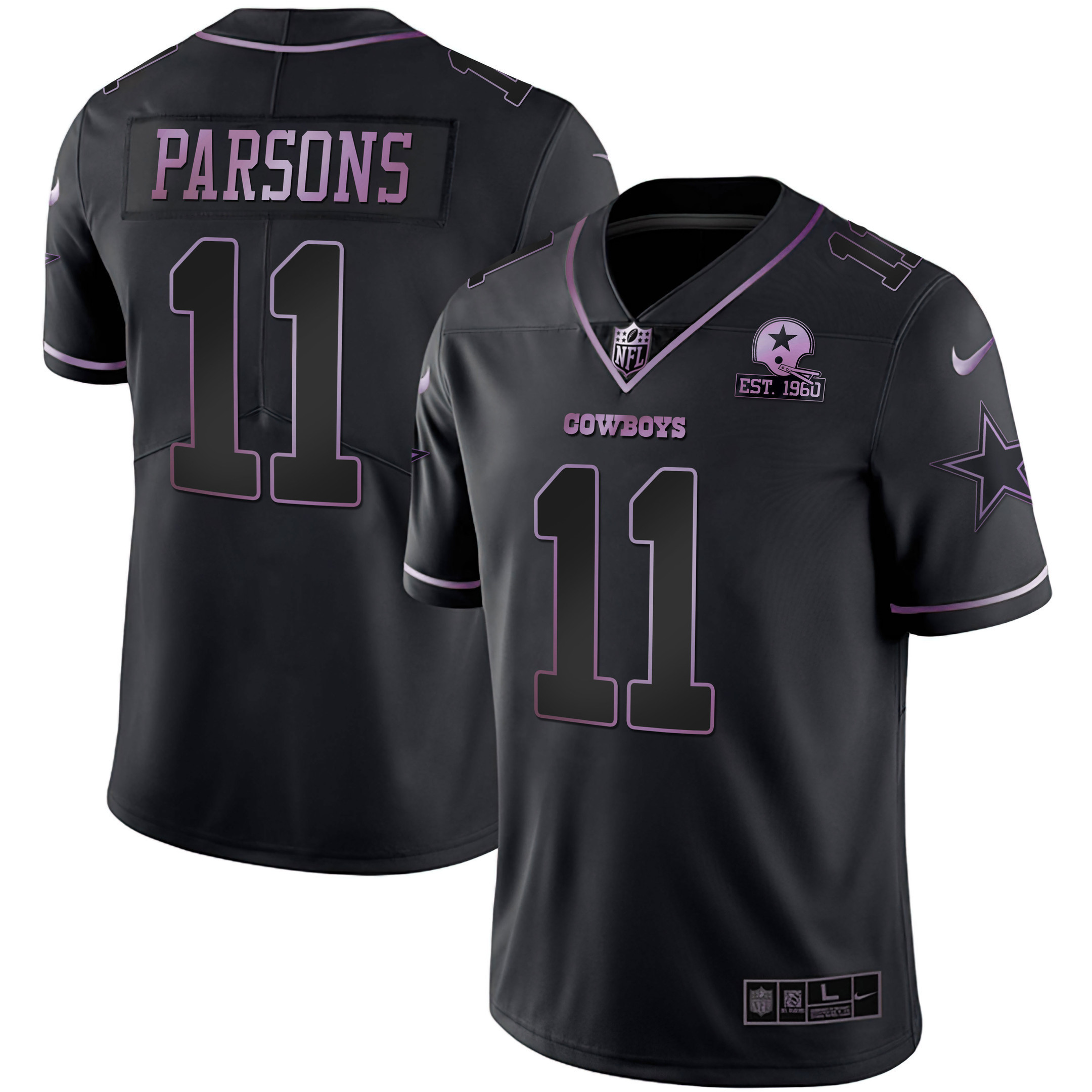 Men's Dallas Cowboys Deep Purple Vapor Limited Est 1960 Patch - All Stitched Micah Parsons Jersey - All Stitched