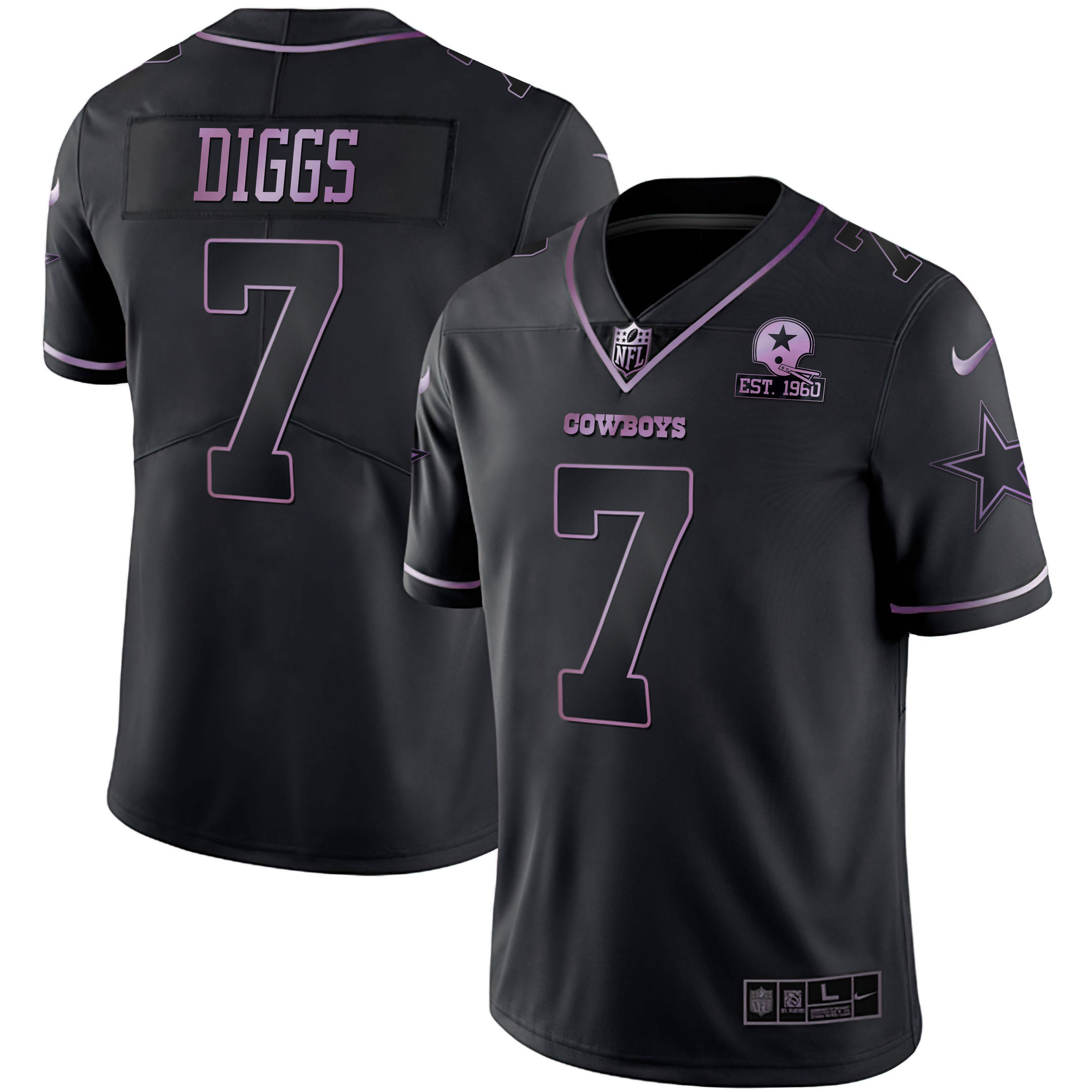 Men's Dallas Cowboys Deep Purple Vapor Limited Est 1960 Patch - All Stitched Trevon Diggs Jersey - All Stitched
