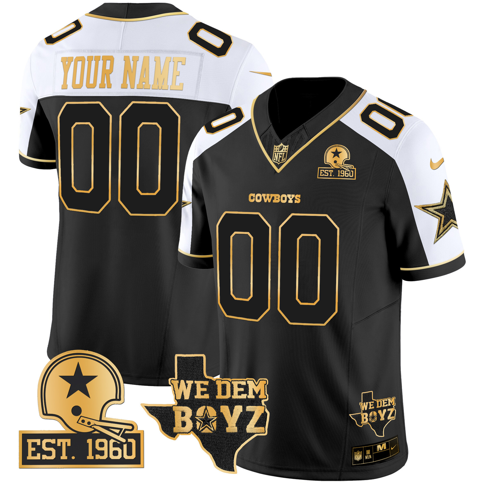 Men's Dallas Cowboys Est. 1960 & We Dem Boyz Patch Gold Vapor Limited Custom Alternate Jersey - All Stitched