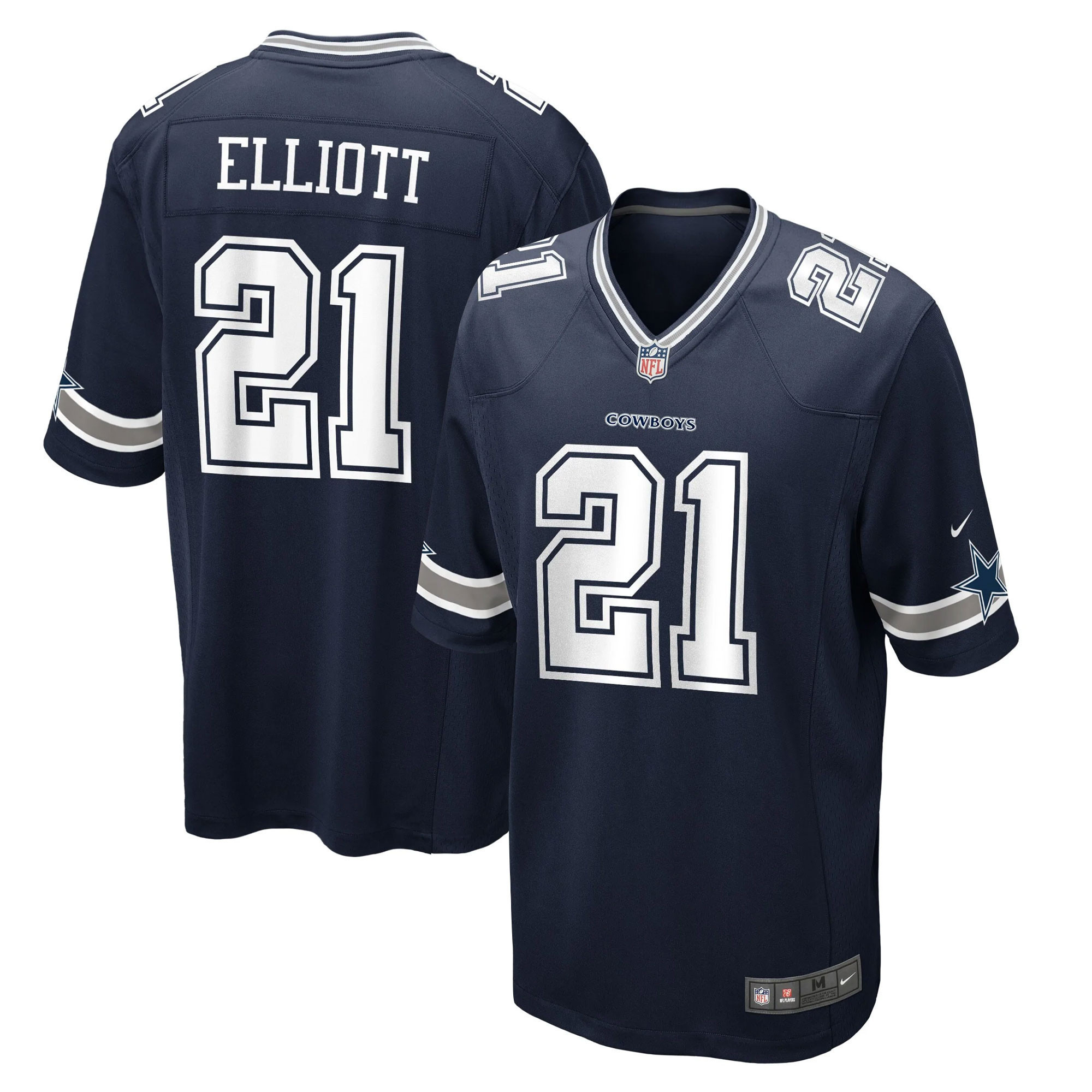 Men's Dallas Cowboys Game - Navy - All Stitched Ezekiel Elliott Jersey - All Stitched